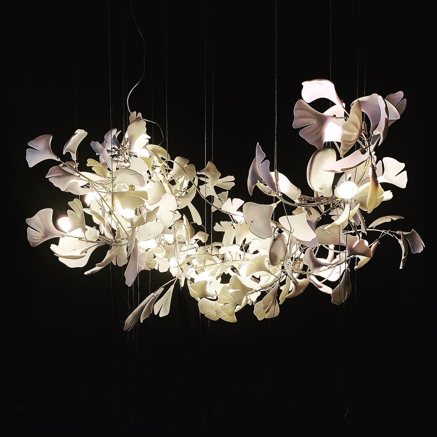Olivia Ceramic Gingko Leaf Chandelier Organic Curves - Letslighting
