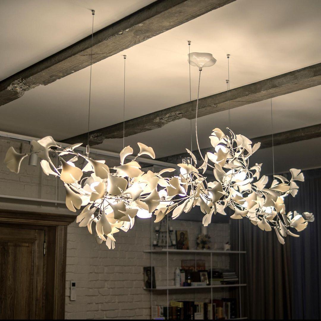 Olivia Ceramic Gingko Leaf Chandelier Organic Curves - Letslighting