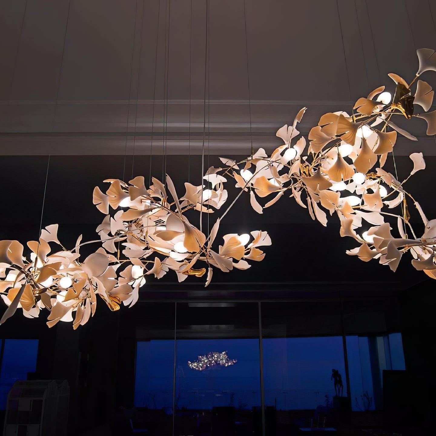 Olivia Ceramic Gingko Leaf Chandelier Organic Curves - Letslighting