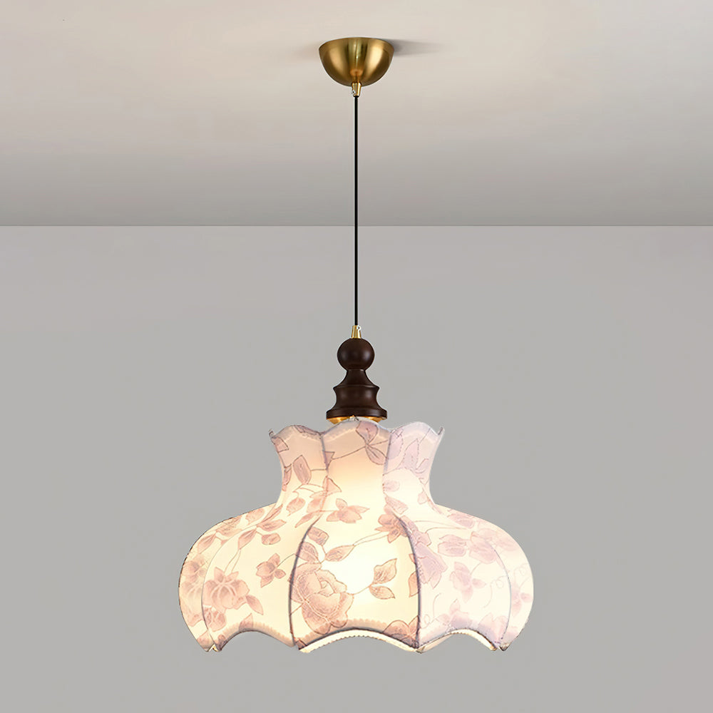 Pendant Lamp and Wood Fabric Vintage Floral Elegant - Letslighting