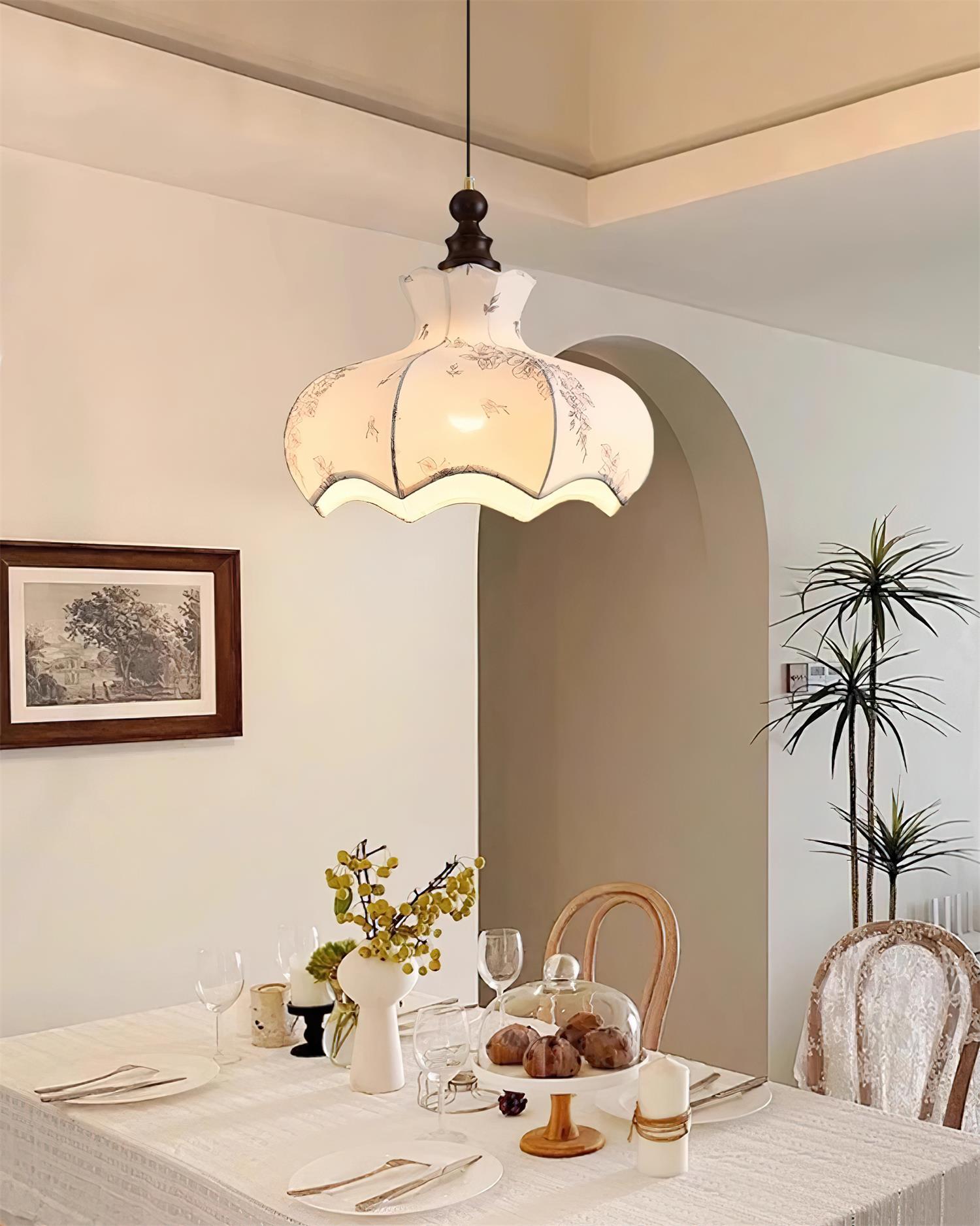 Pendant Lamp and Wood Fabric Vintage Floral Elegant - Letslighting
