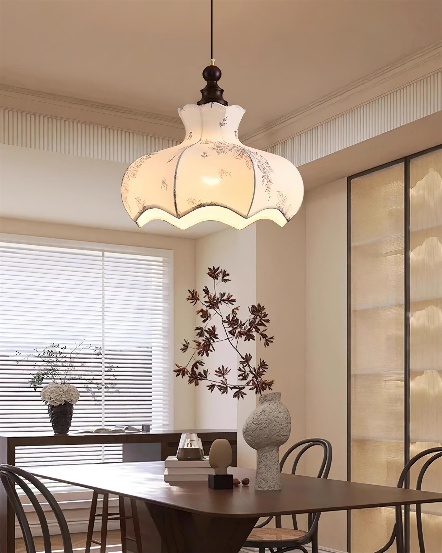 Pendant Lamp and Wood Fabric Vintage Floral Elegant - Letslighting