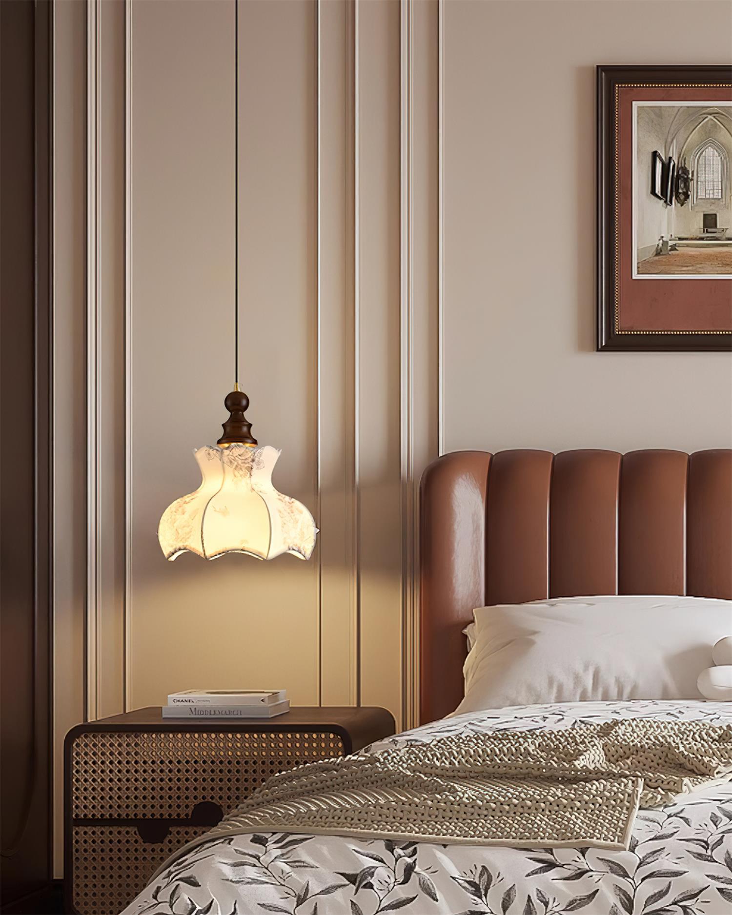 Pendant Lamp and Wood Fabric Vintage Floral Elegant - Letslighting