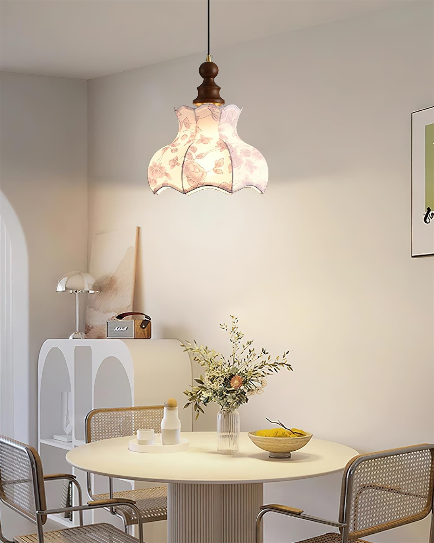 Pendant Lamp and Wood Fabric Vintage Floral Elegant - Letslighting