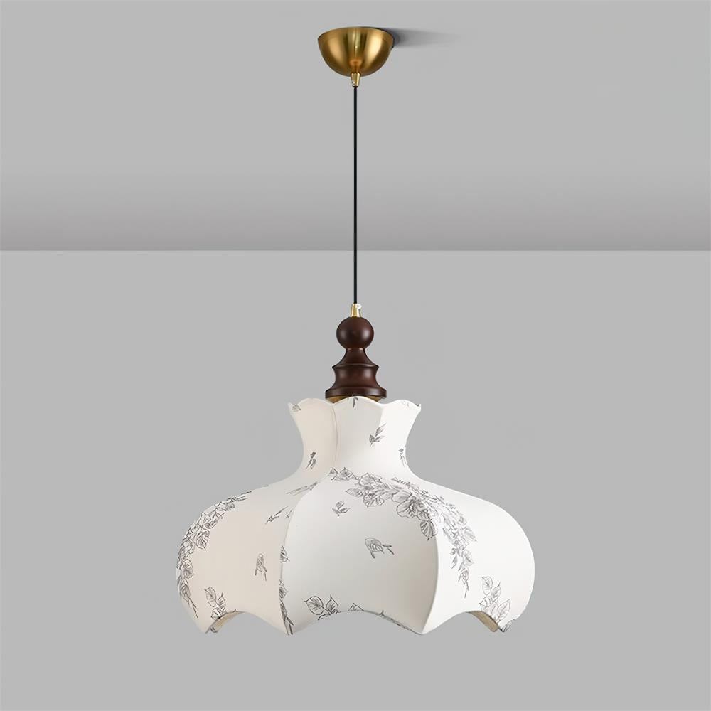 Pendant Lamp and Wood Fabric Vintage Floral Elegant - Letslighting