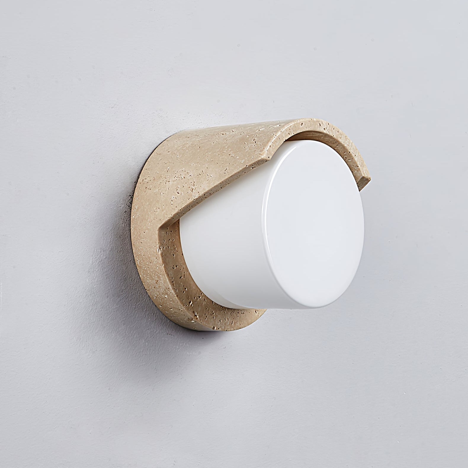 Linus Naturel Travertin Bois Suspension Lampe