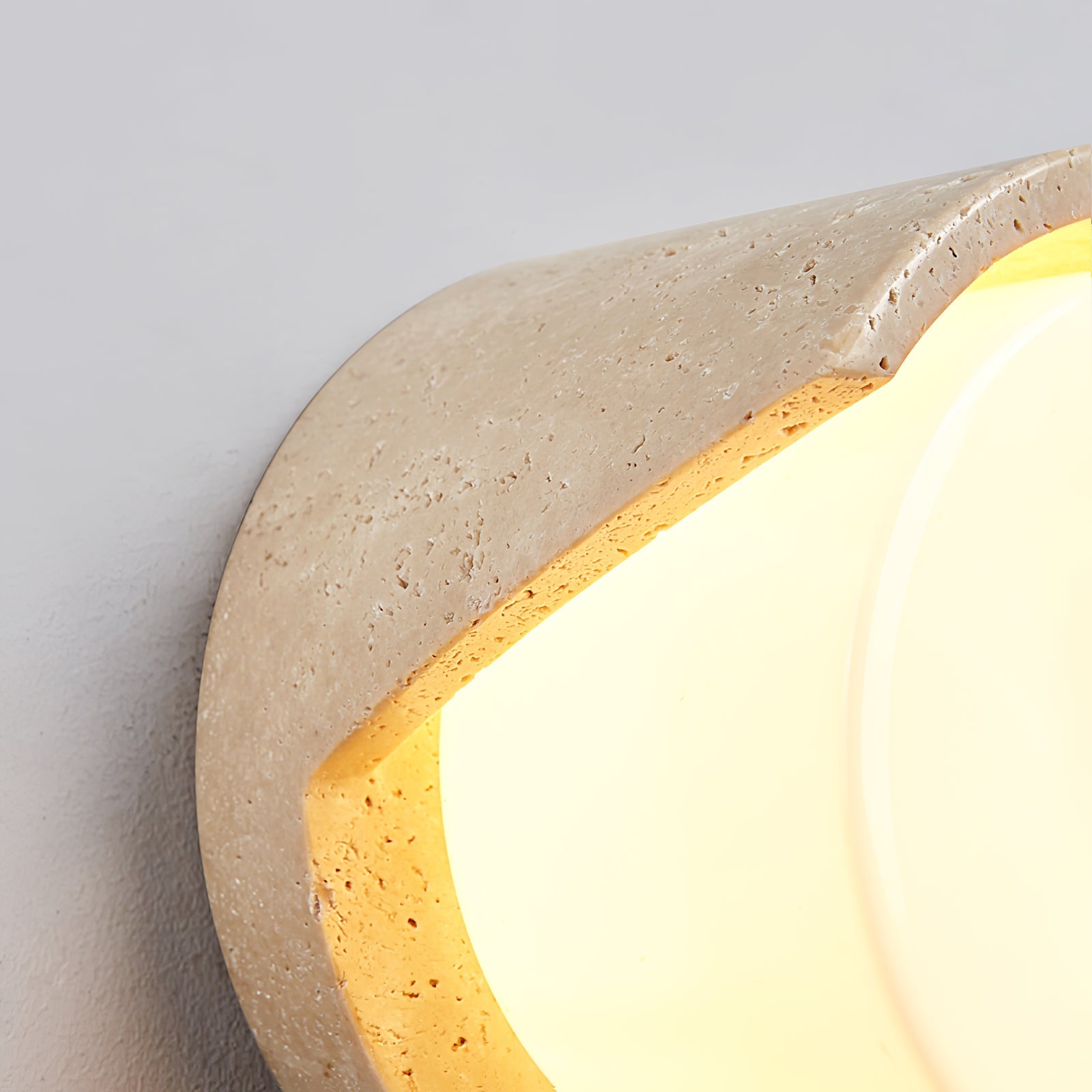 Linus Naturel Travertin Bois Suspension Lampe