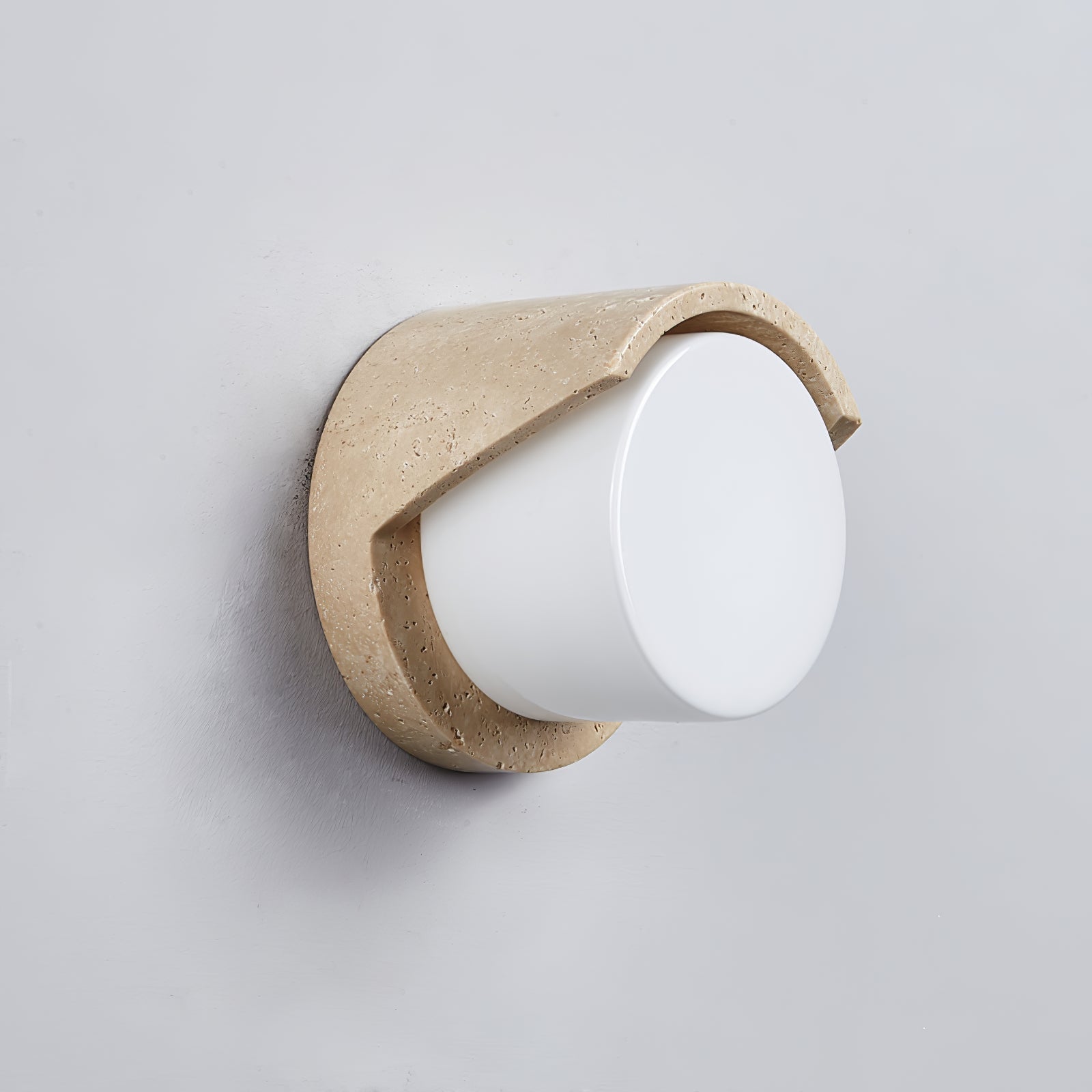 Linus Naturel Travertin Bois Suspension Lampe