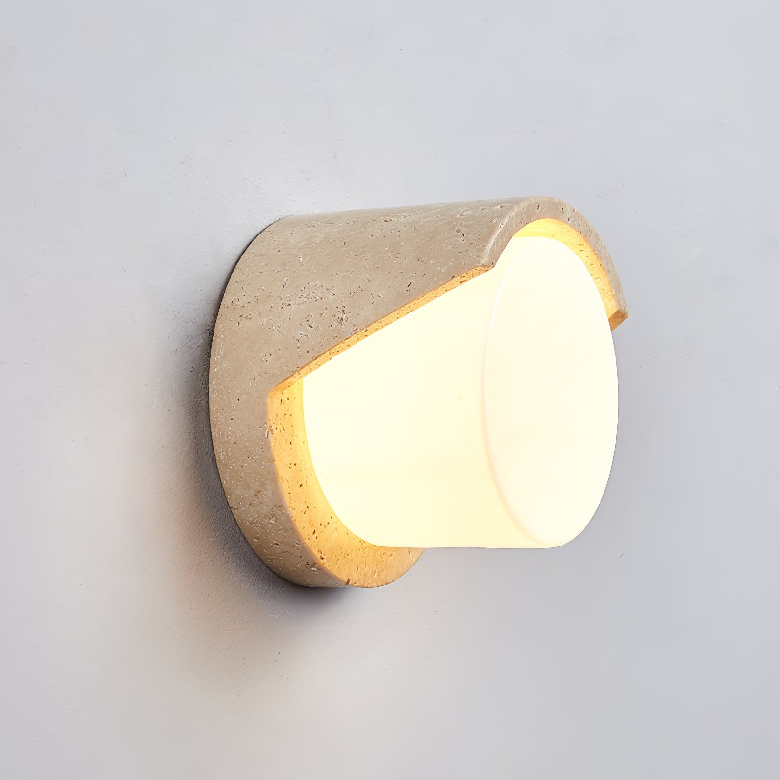 Linus Naturel Travertin Bois Suspension Lampe