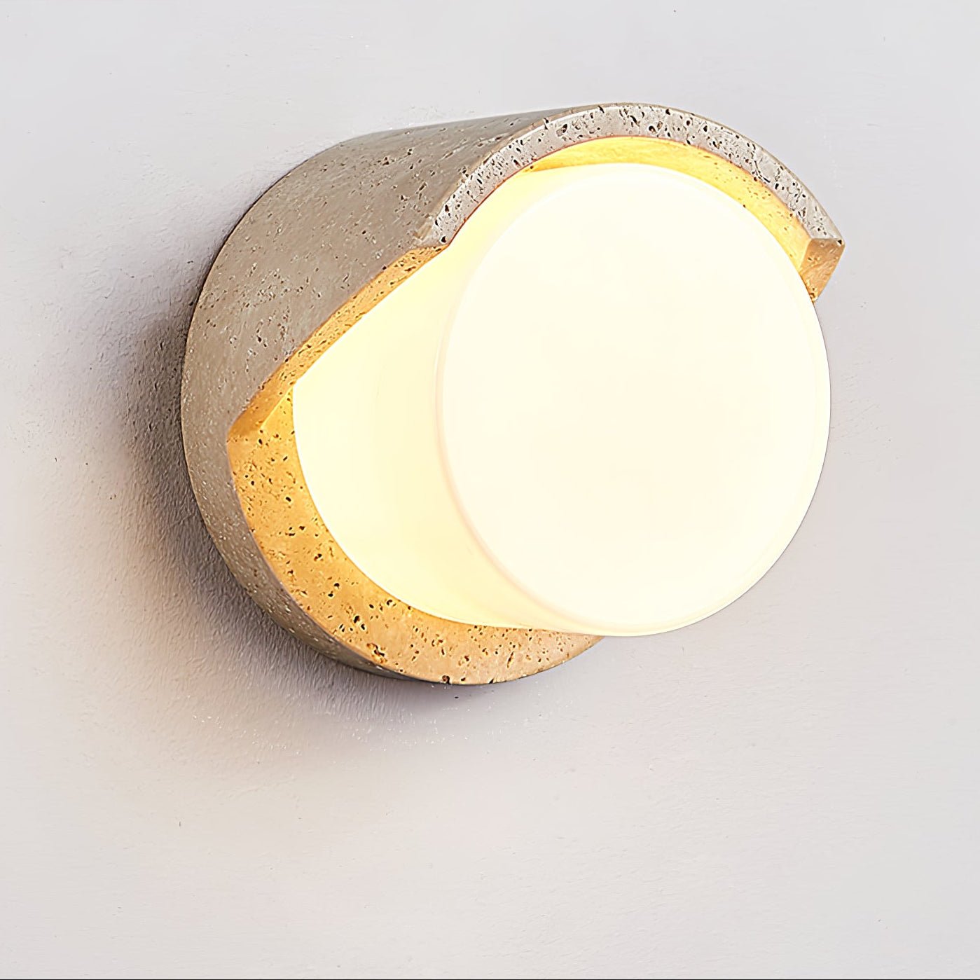 Linus Naturel Travertin Bois Suspension Lampe