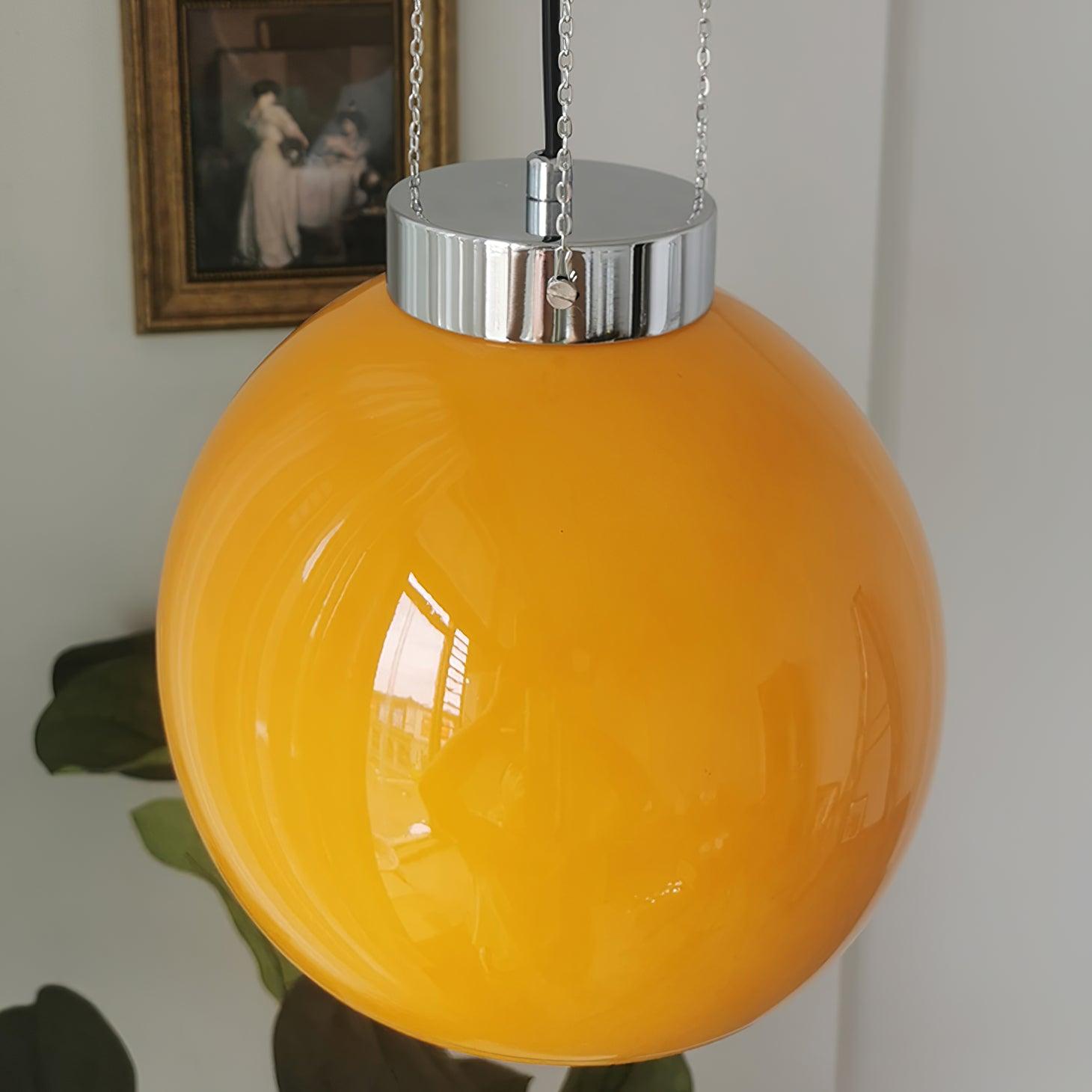 Valentina Globe LED Suspension Jaune Métal Verre Salon Chambre à Coucher