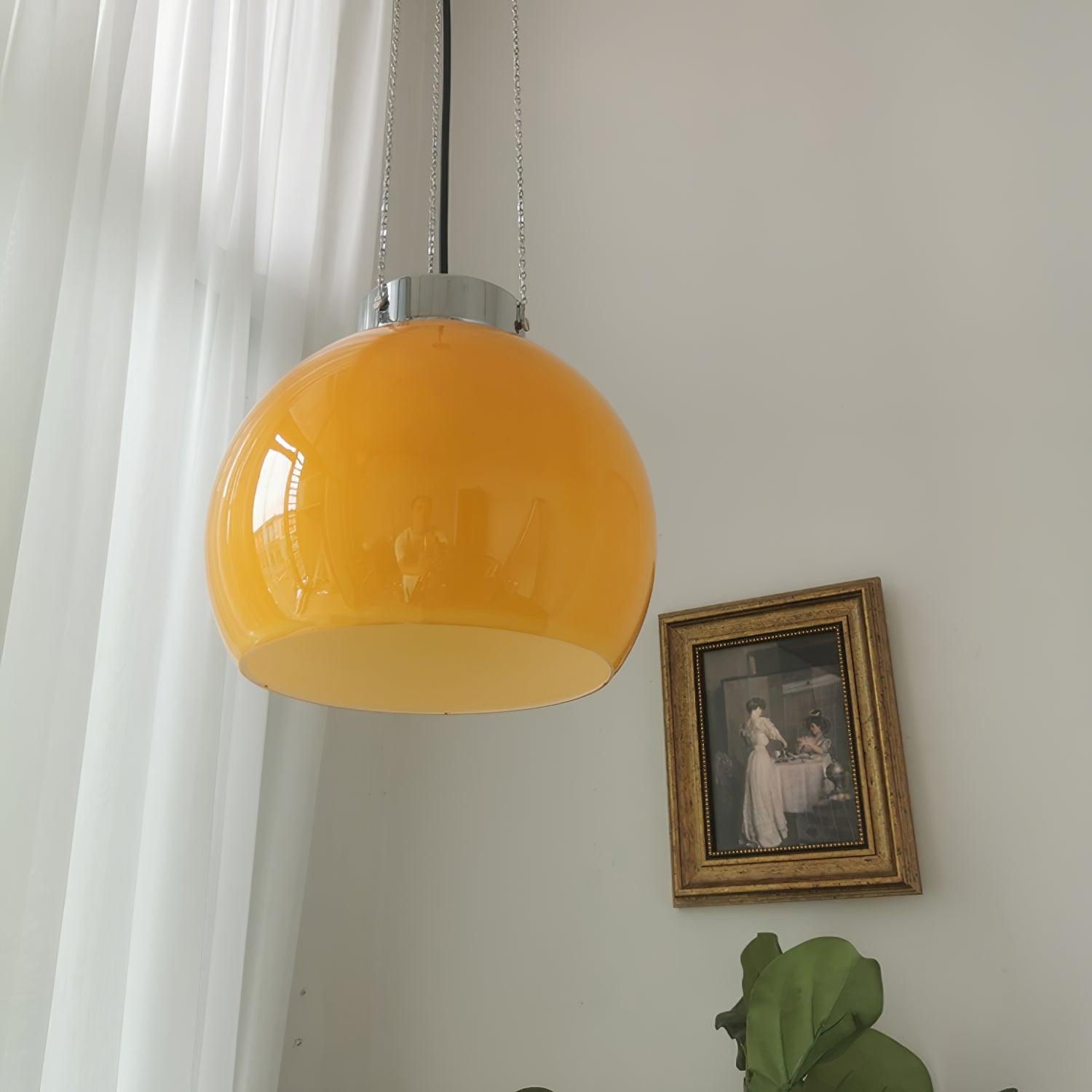 Valentina Globe LED Suspension Jaune Métal Verre Salon Chambre à Coucher