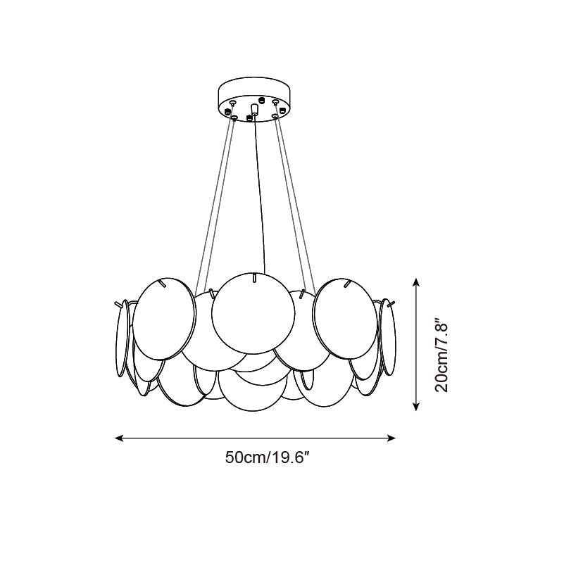Loire Chandelier Iridescent Pink Glass Disc Halo - Letslighting