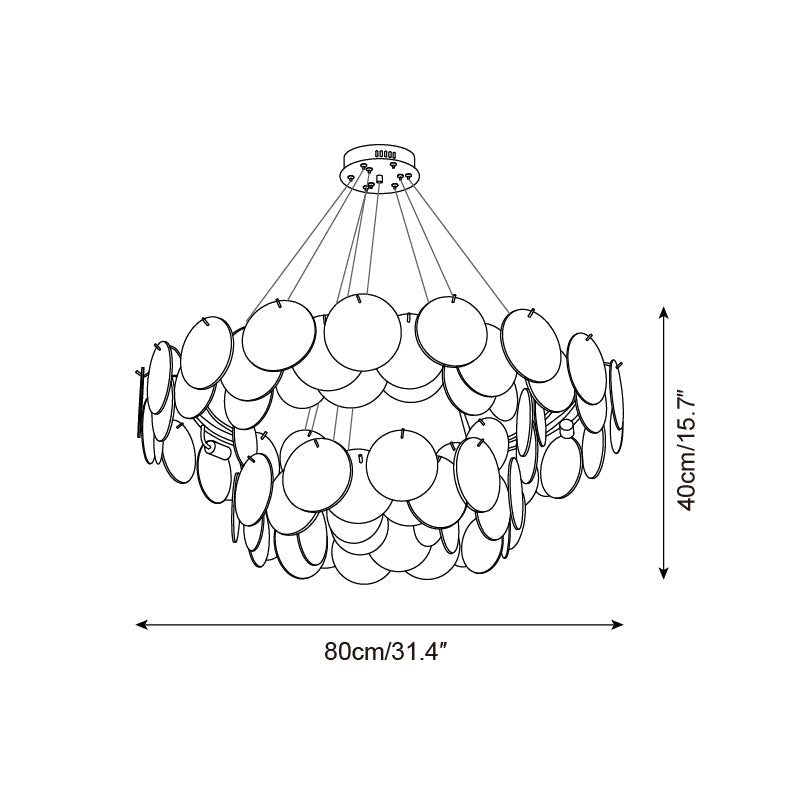 Loire Chandelier Iridescent Pink Glass Disc Halo - Letslighting