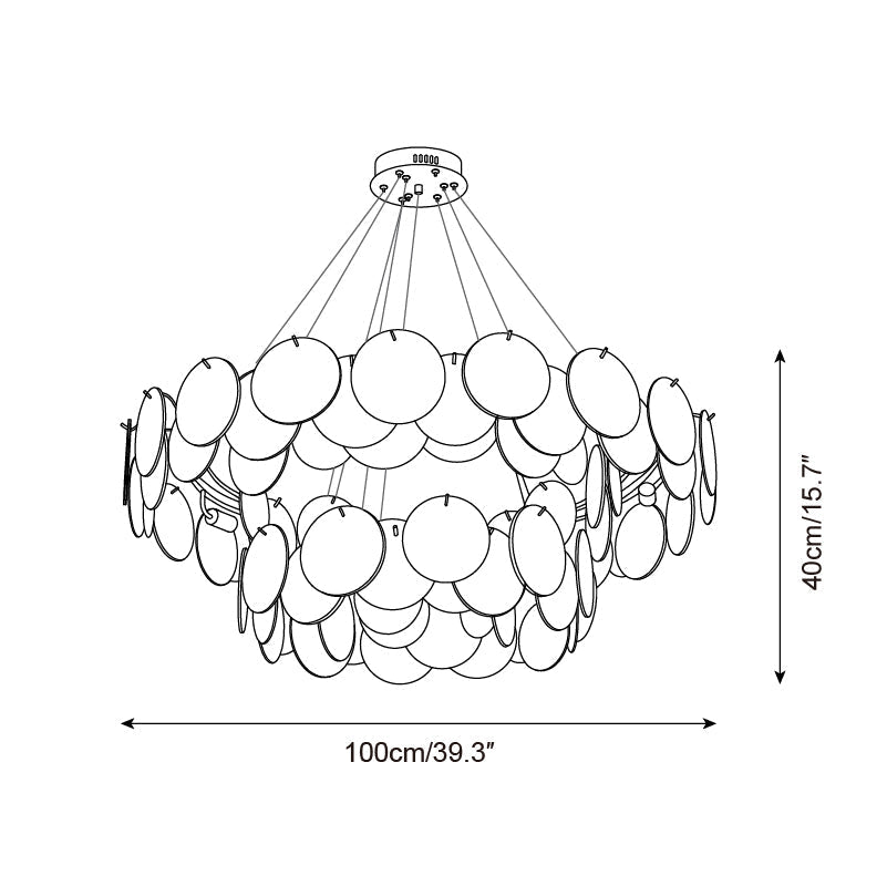 Loire Chandelier Iridescent Pink Glass Disc Halo - Letslighting