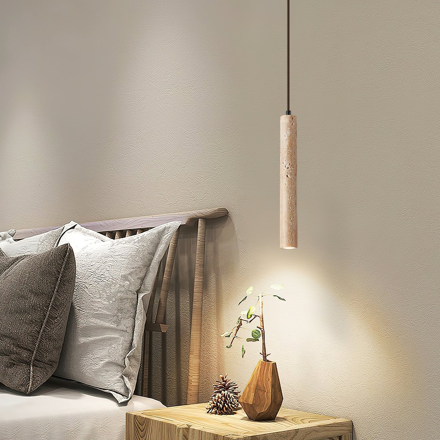 Olvynarae Cylindrical Travertine Pendant Light - Letslighting