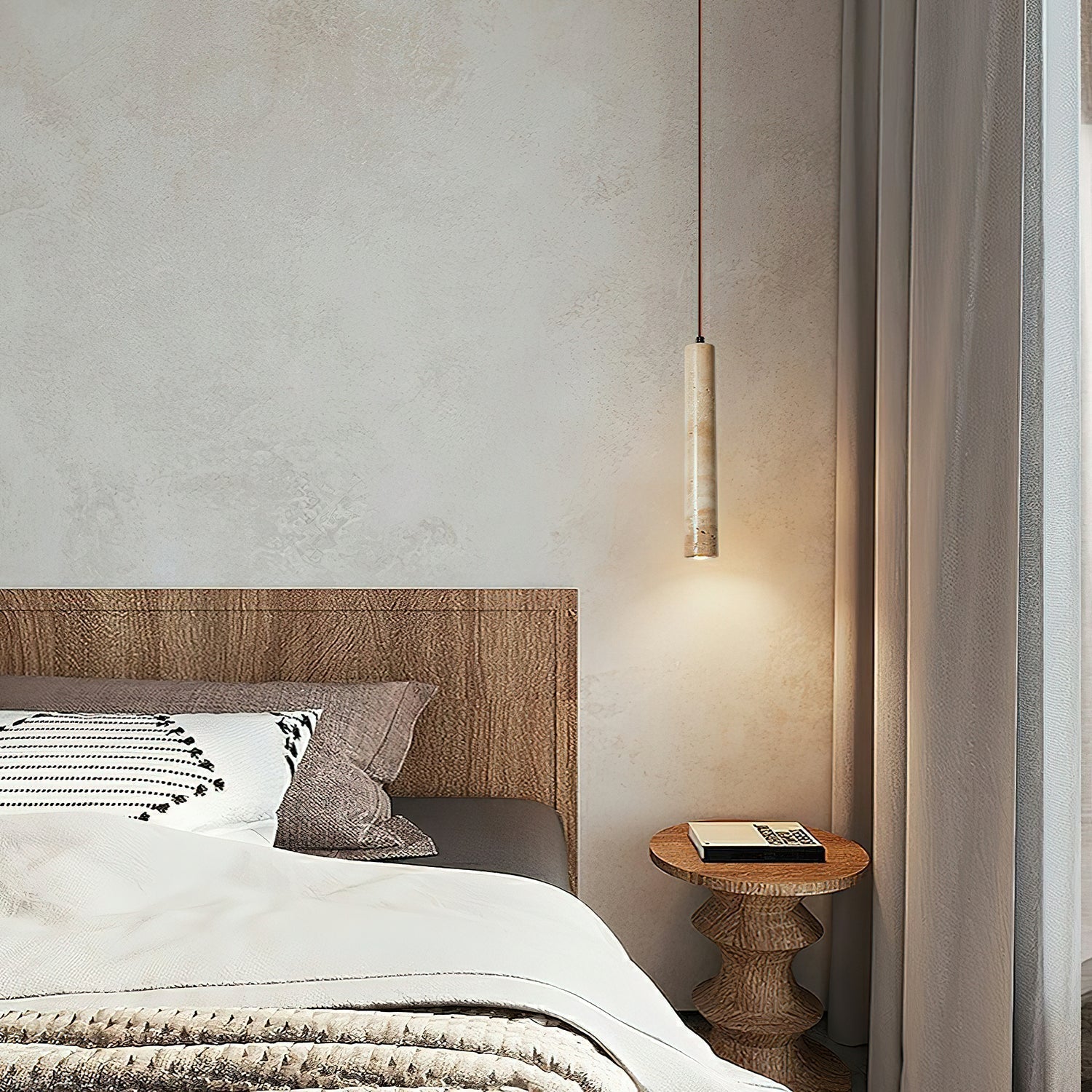 Olvynarae Cylindrical Travertine Pendant Light - Letslighting