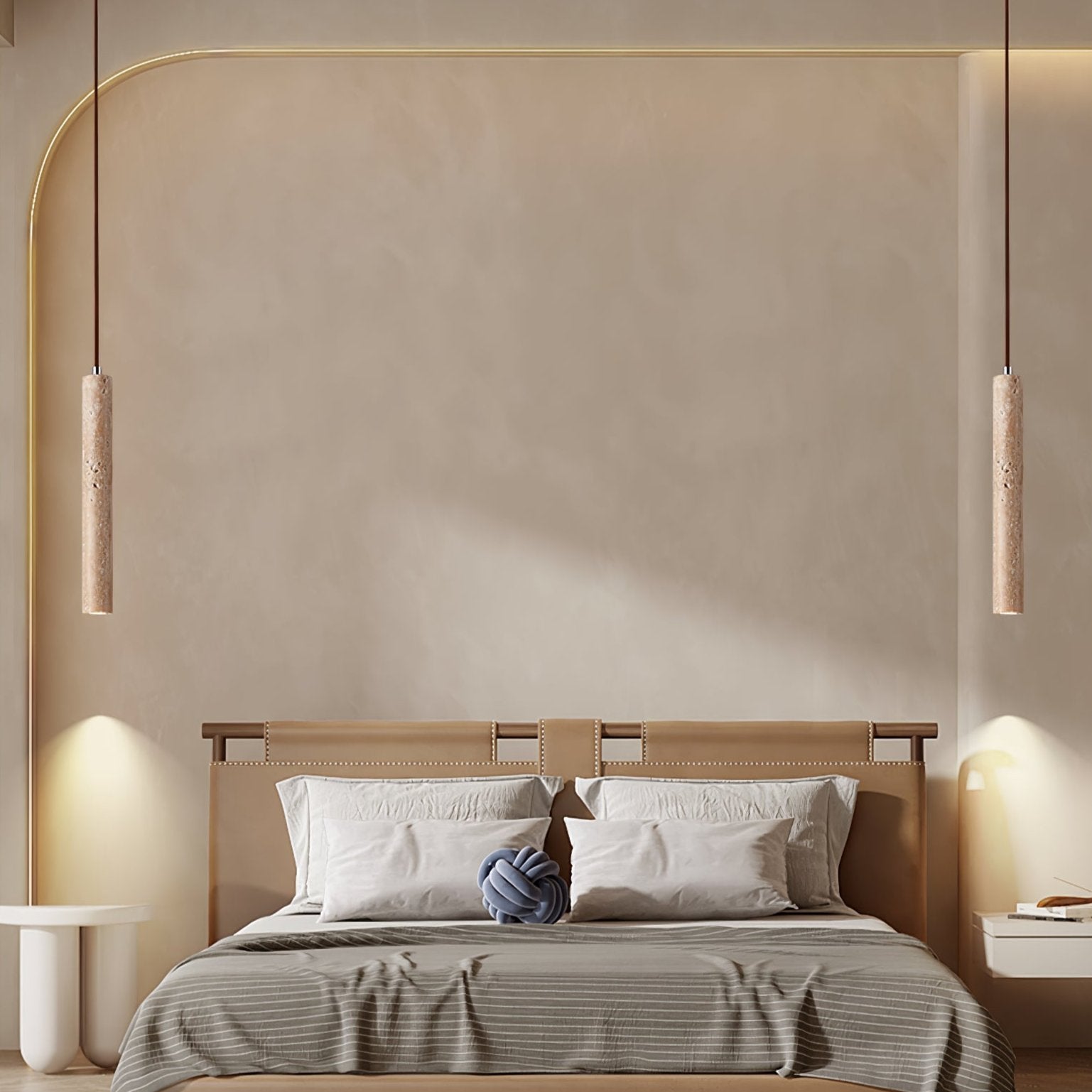 Olvynarae Cylindrical Travertine Pendant Light - Letslighting