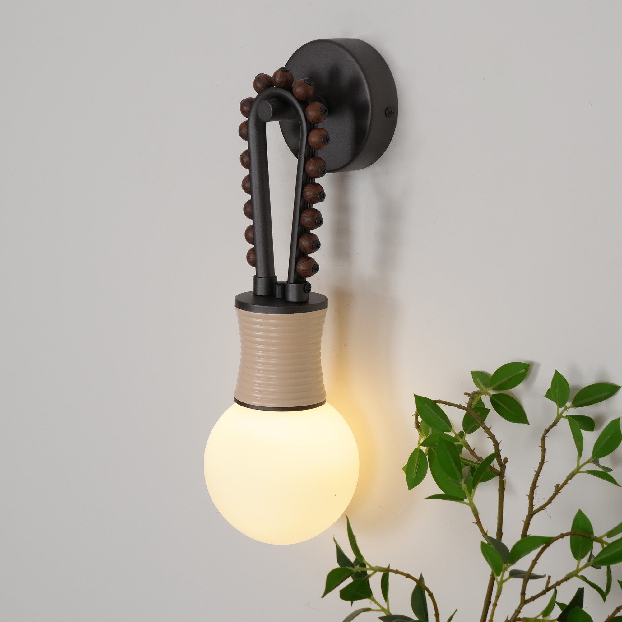 Sytala Premium Art Walnut Glass Wall Lamp - Lamp Copper