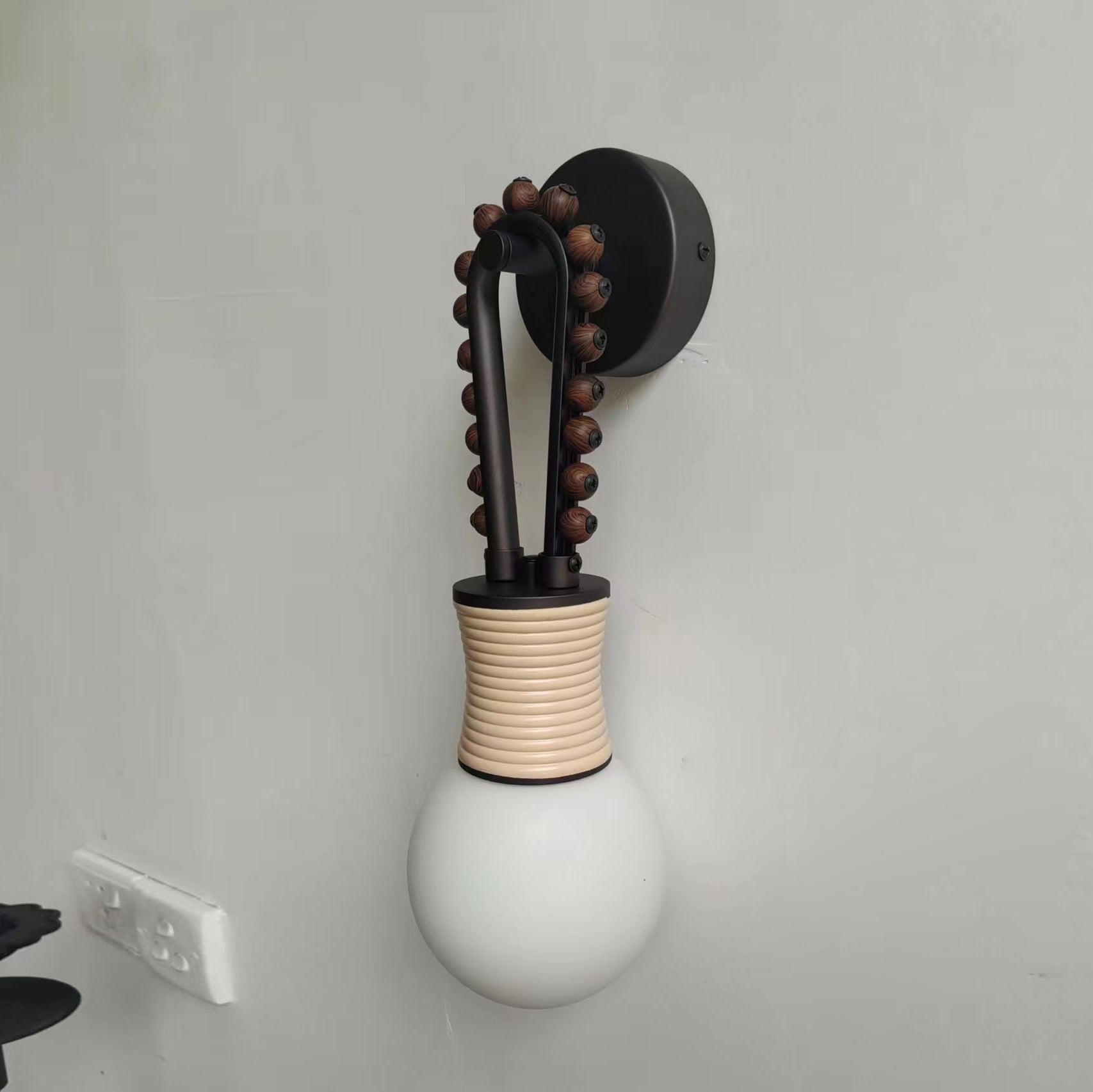 Sytala Premium Art Walnut Glass Wall Lamp - Lamp Copper