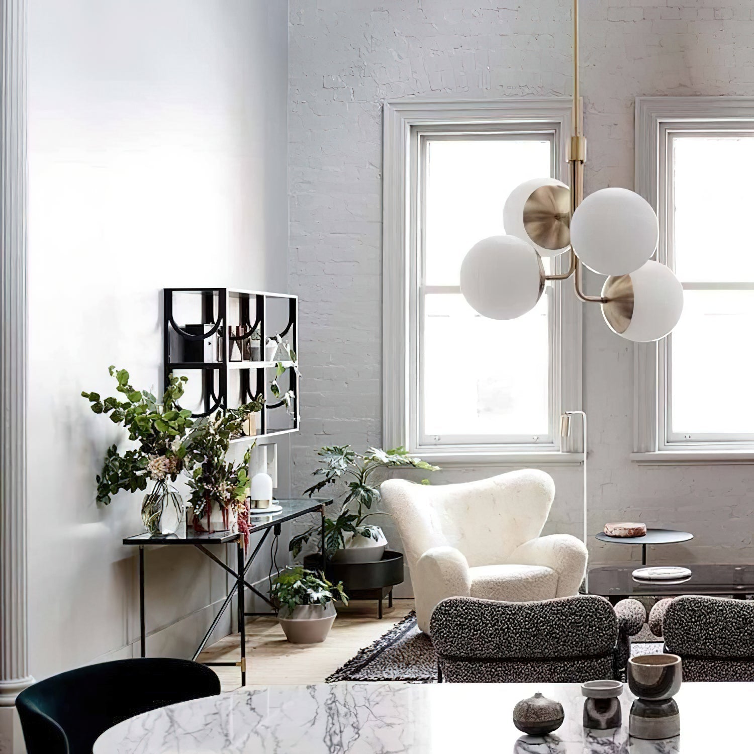 Uzorus Art Bouquet Velvet Green Glass Chandelier - Lamp Copper