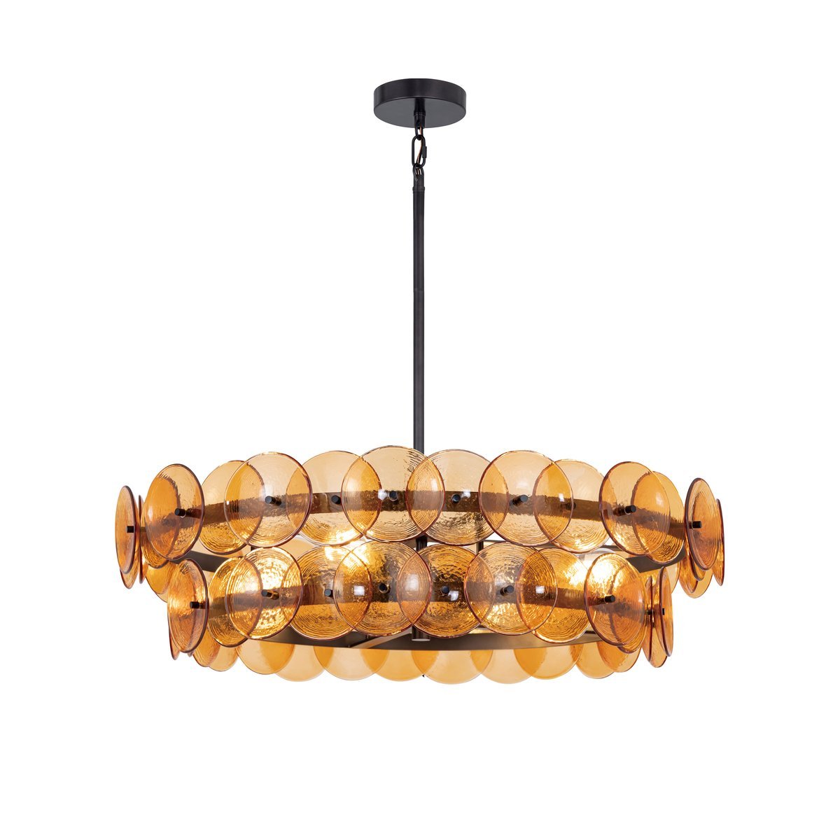 Aurora Chandelier Amber Pressed Glass Disc Round - Letslighting