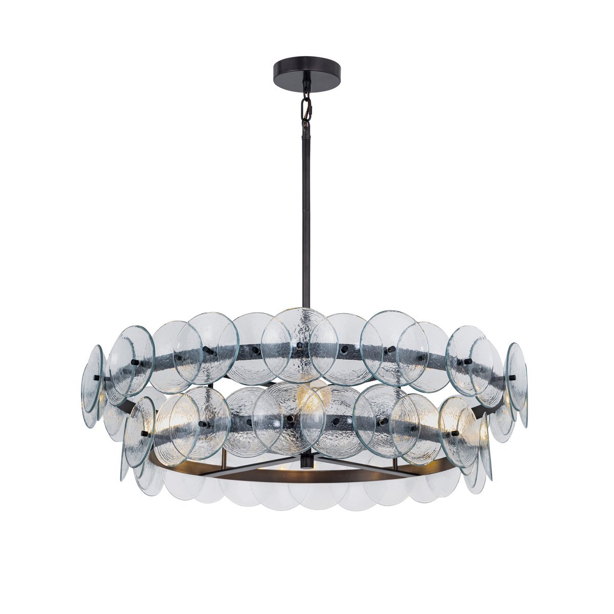 Aurora Chandelier Amber Pressed Glass Disc Round - Letslighting