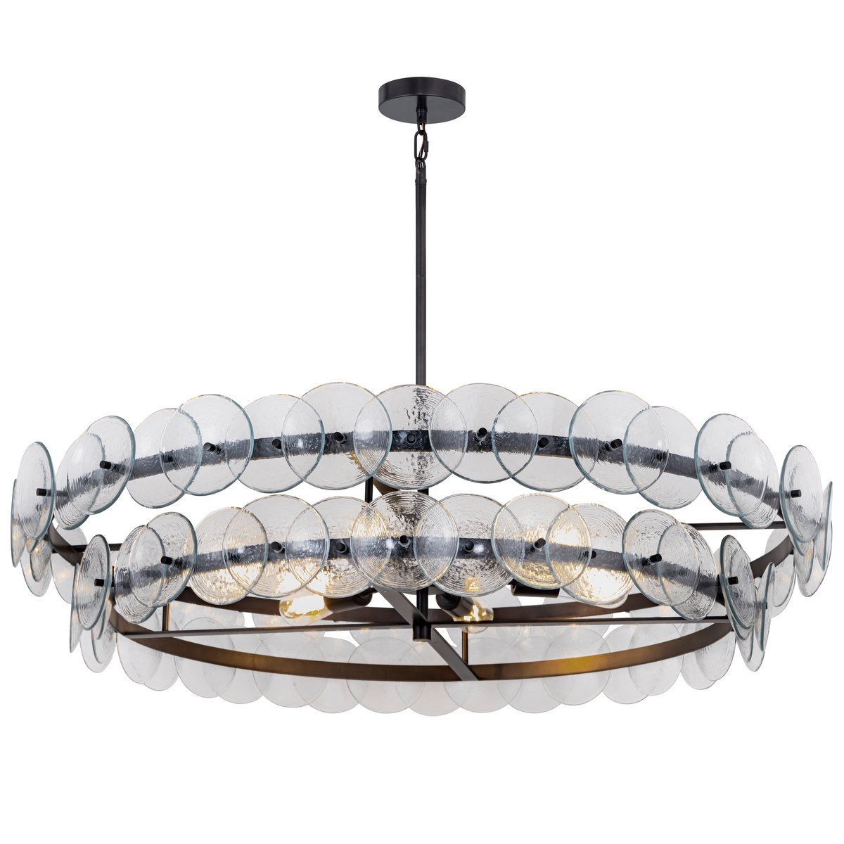 Aurora Chandelier Amber Pressed Glass Disc Round - Letslighting