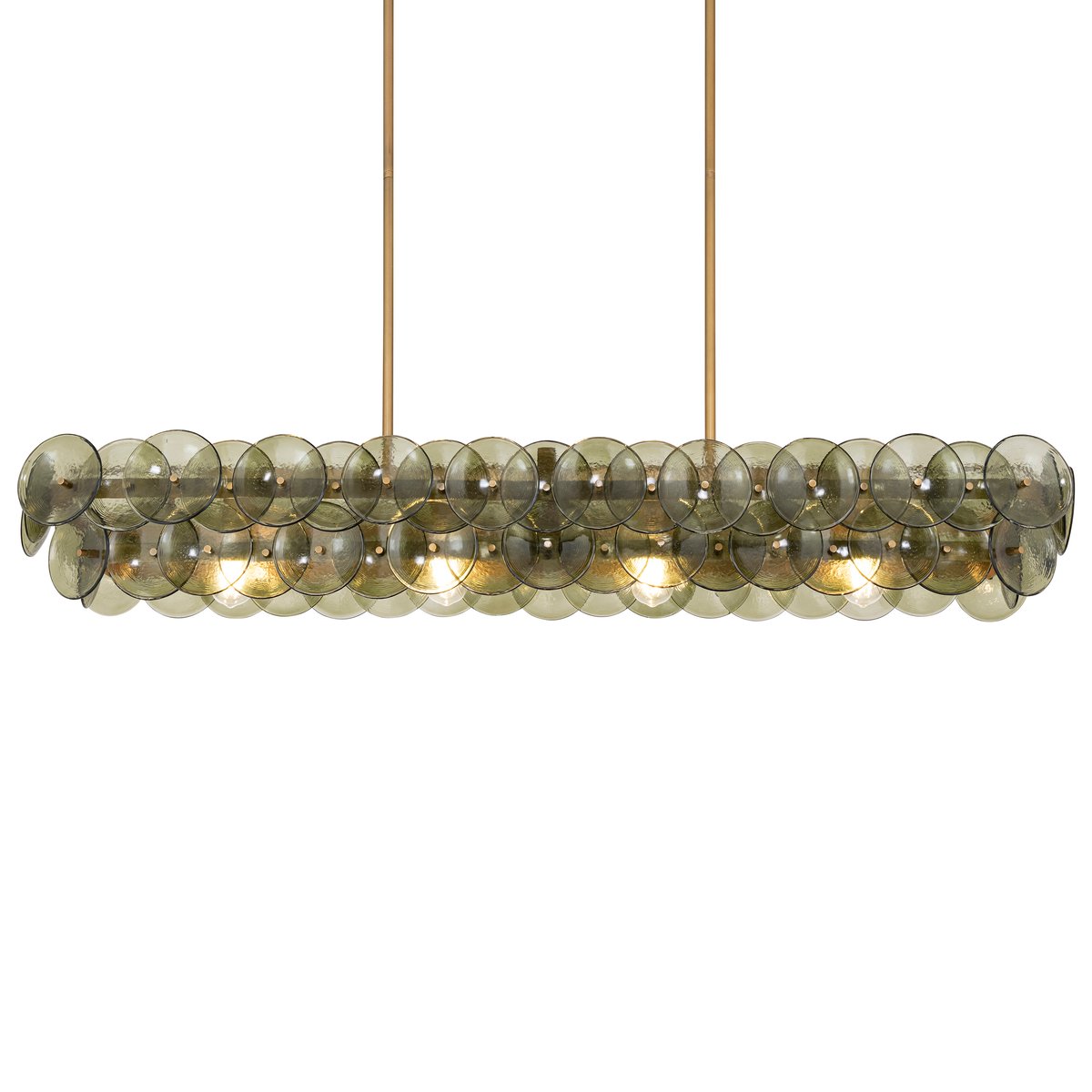Aurora Chandelier Linear Amber Pressed Glass Disc Modern - Letslighting