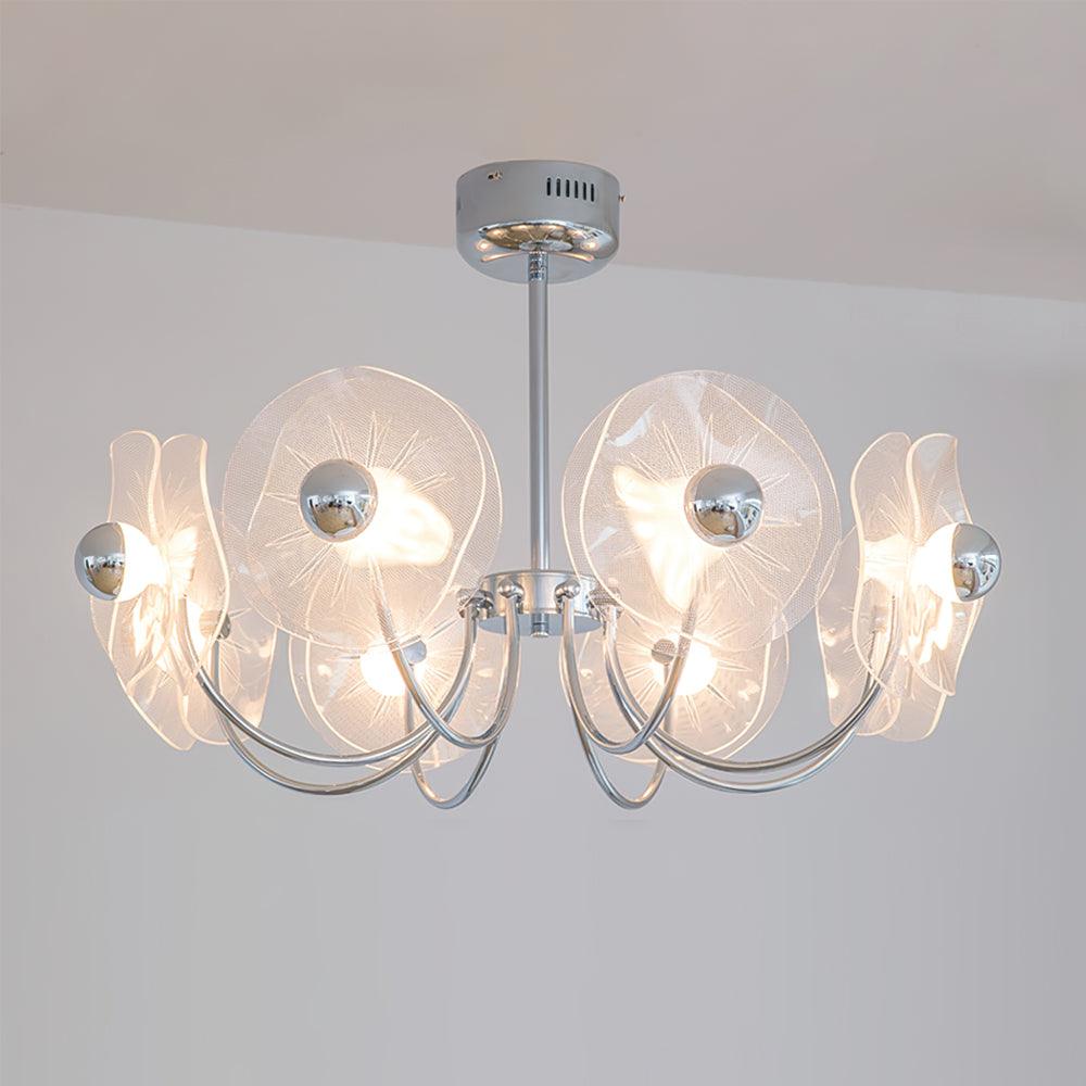 Lotus Chandelier Curved Glass Elegant Modern - Letslighting