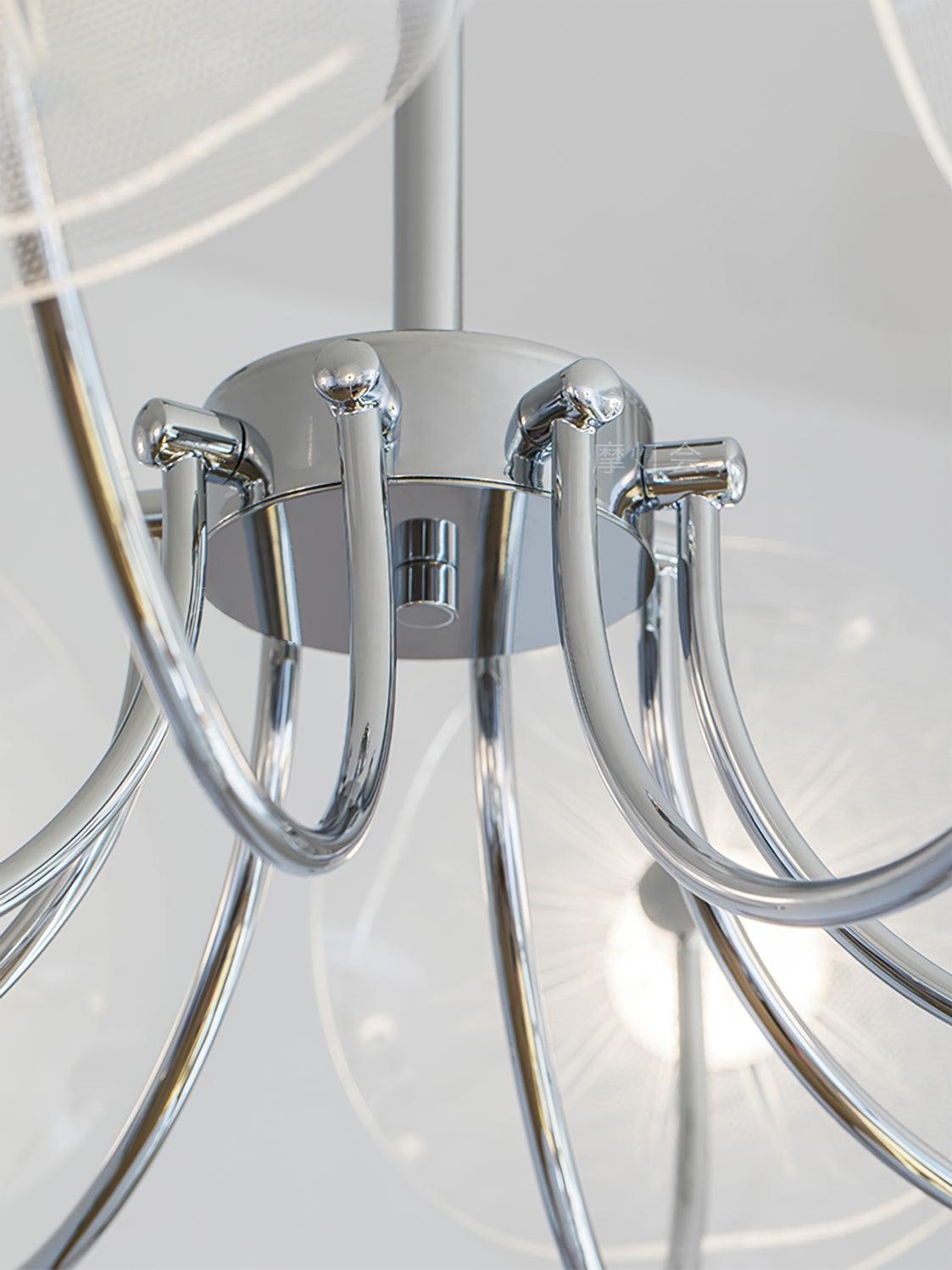 Lotus Chandelier Curved Glass Elegant Modern - Letslighting