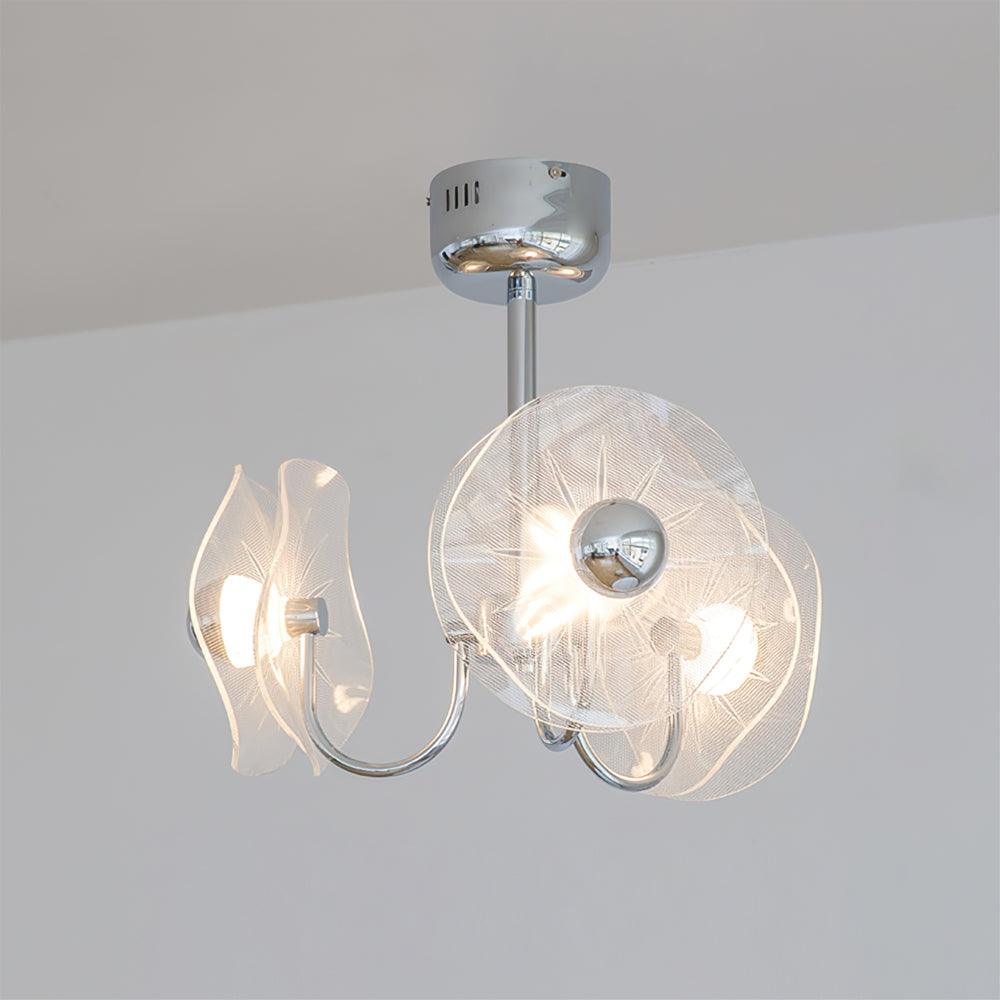 Lotus Chandelier Curved Glass Elegant Modern - Letslighting