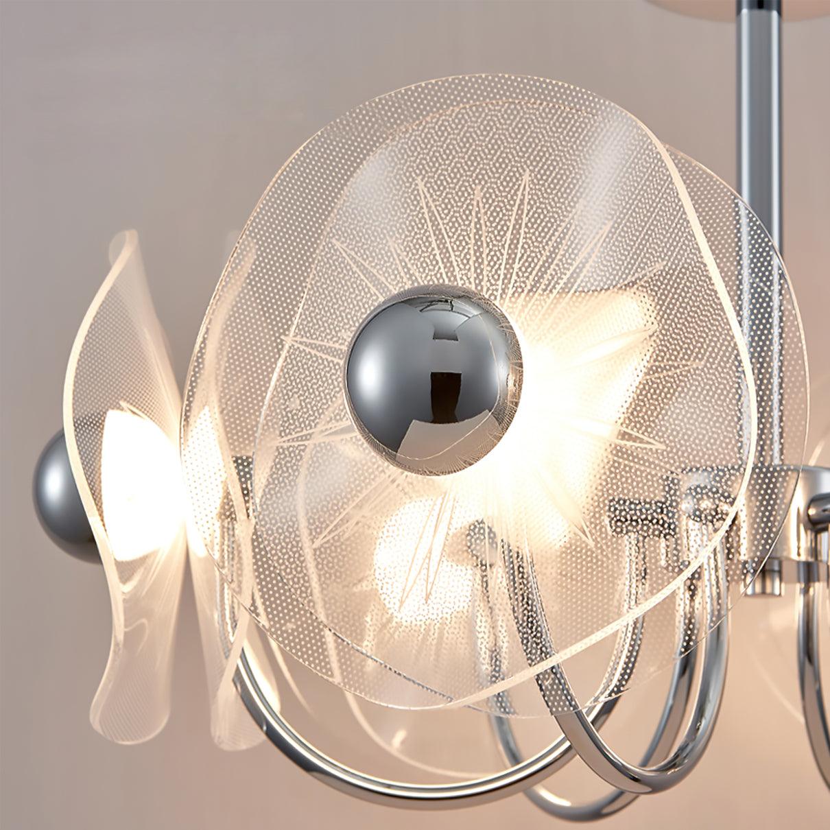 Lotus Chandelier Curved Glass Elegant Modern - Letslighting