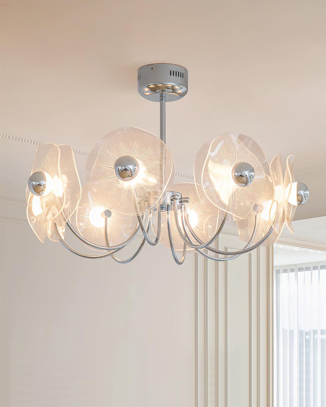 Lotus Chandelier Curved Glass Elegant Modern - Letslighting