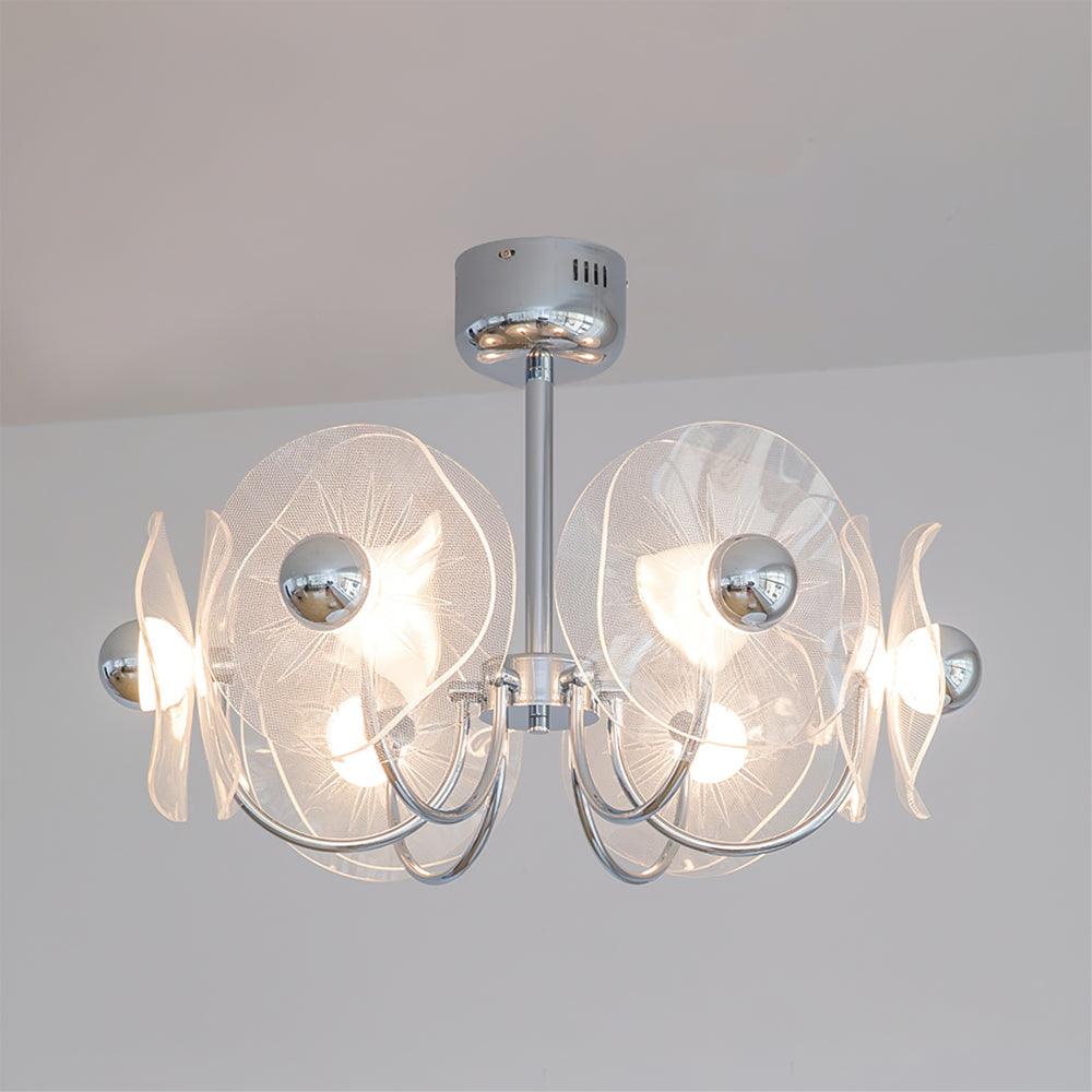 Lotus Chandelier Curved Glass Elegant Modern - Letslighting