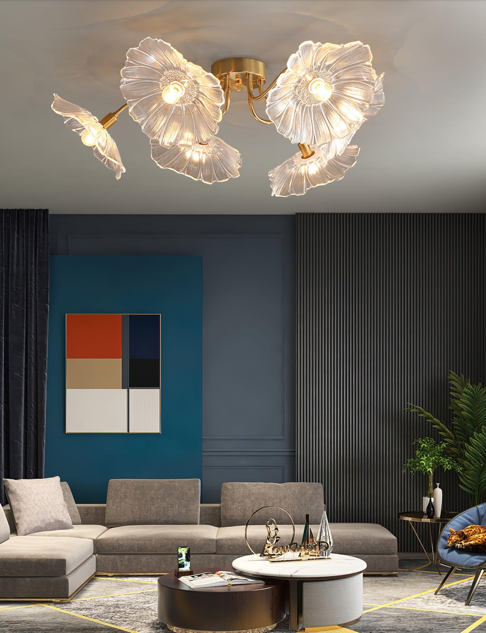 Lotus Leaf Glass Ceiling Lamp - Blowlighting