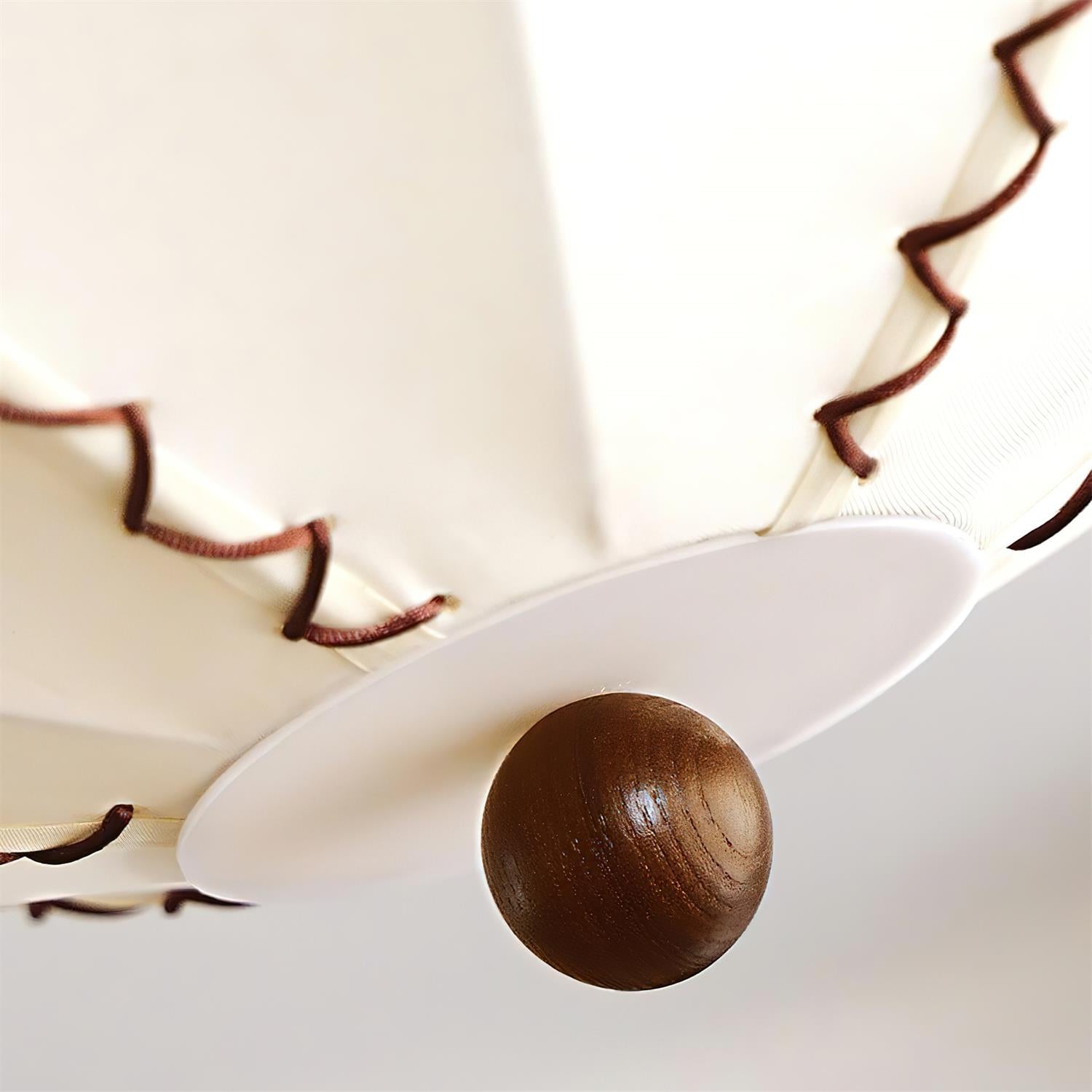 Ceiling Light Beige Fabric with Walnut Wood Accents Artistic - Letslighting