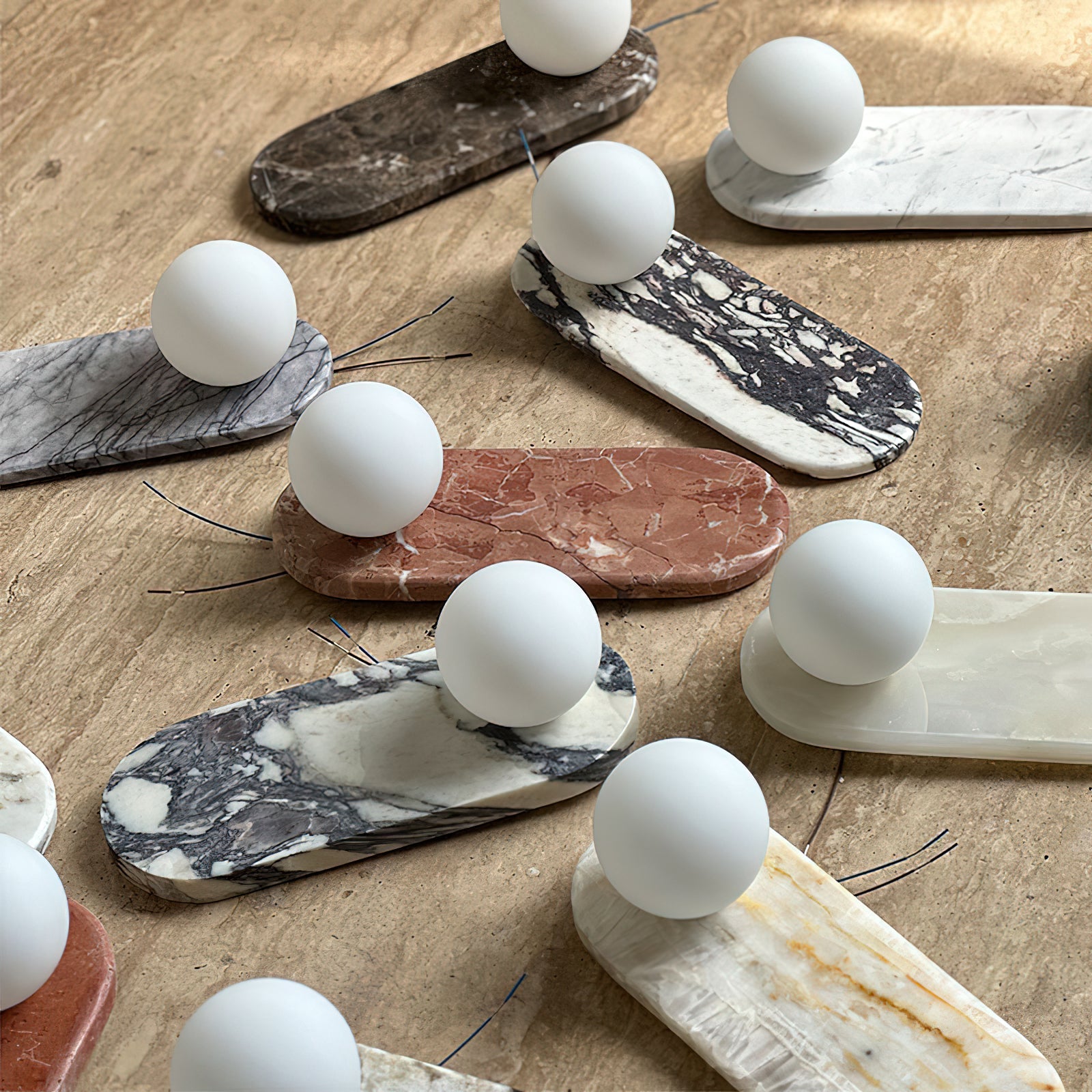 Lucie Premium Nordic Oval Marble Glass Wall Lamp - Lamp Copper