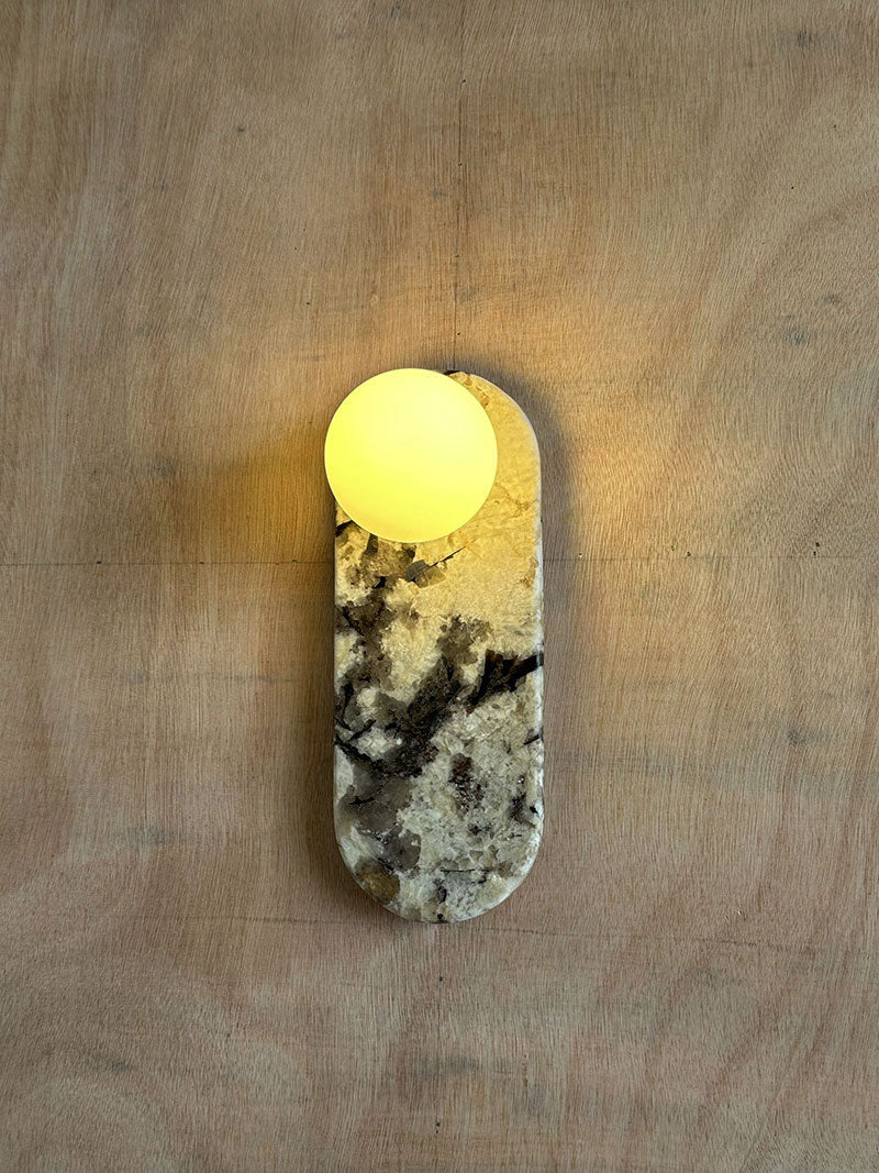 Lucie Premium Nordic Oval Marble Glass Wall Lamp - Lamp Copper