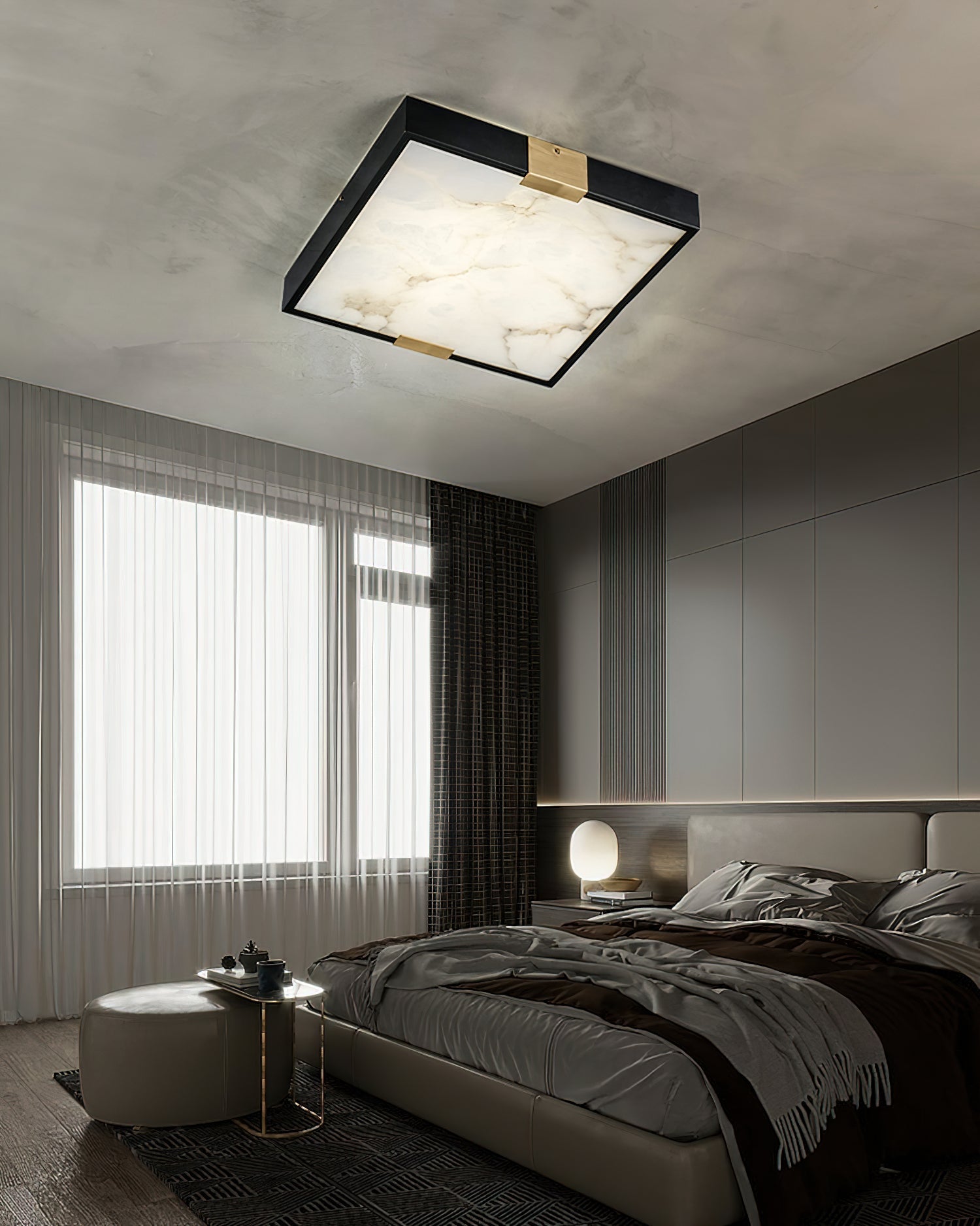 Uphaara Modern Minimalist Alabaster Ceiling Light - Lamp Copper