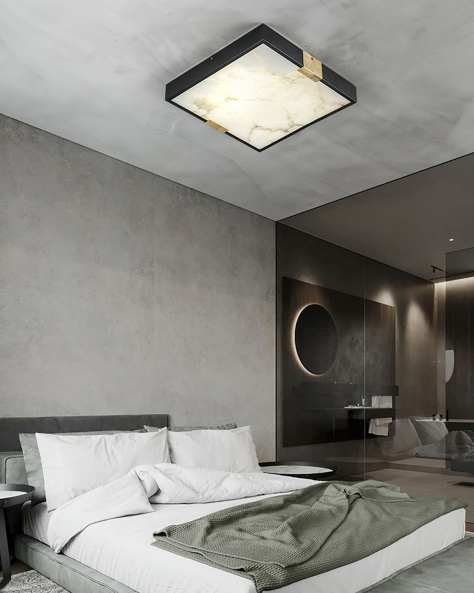 Uphaara Modern Minimalist Alabaster Ceiling Light - Lamp Copper