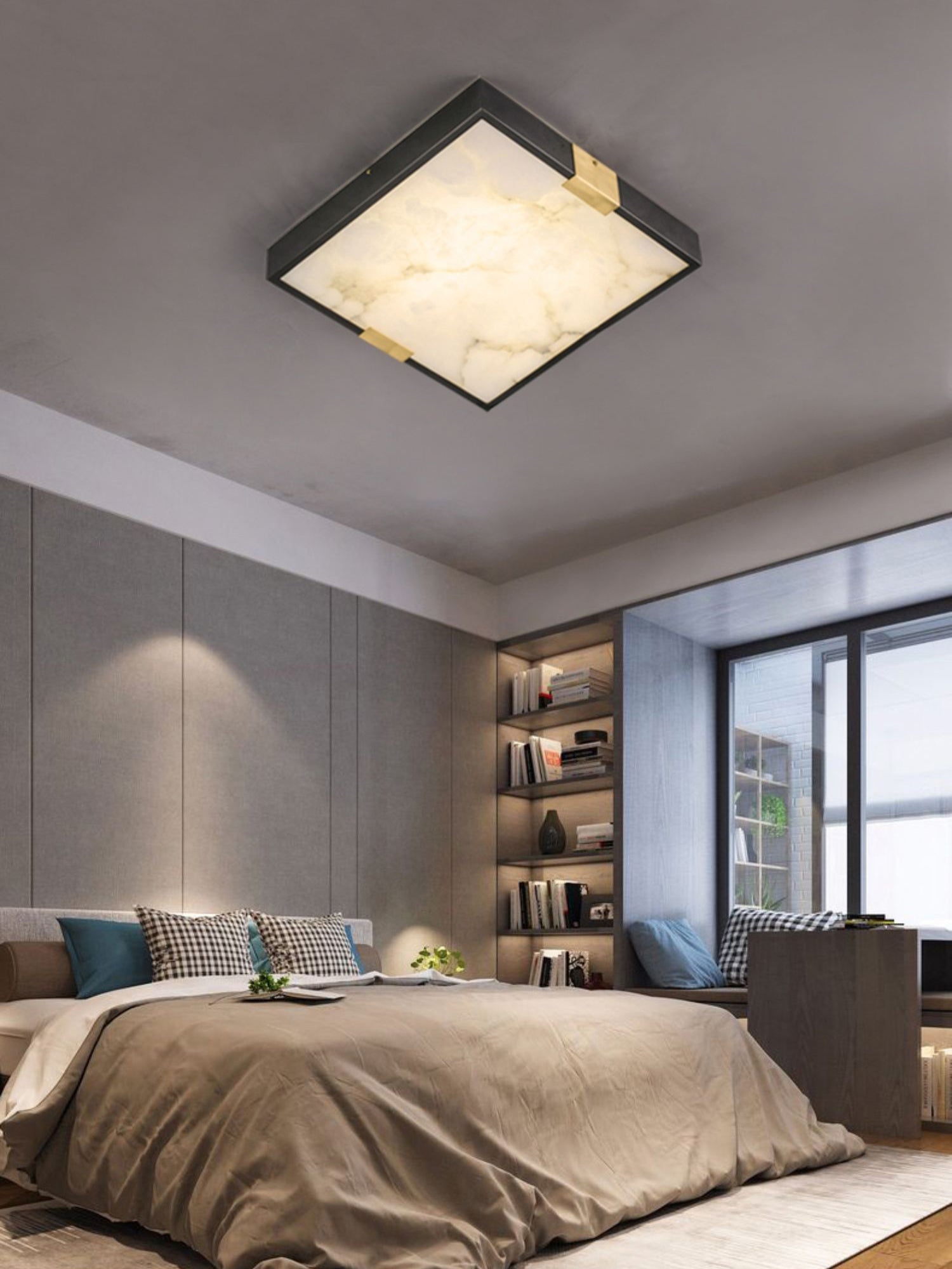 Uphaara Modern Minimalist Alabaster Ceiling Light - Lamp Copper