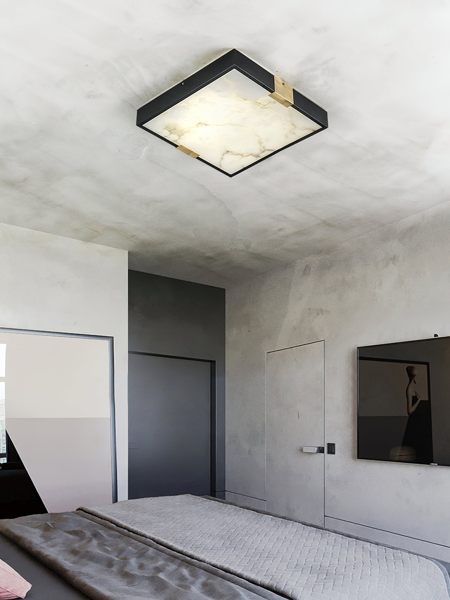 Uphaara Modern Minimalist Alabaster Ceiling Light - Lamp Copper