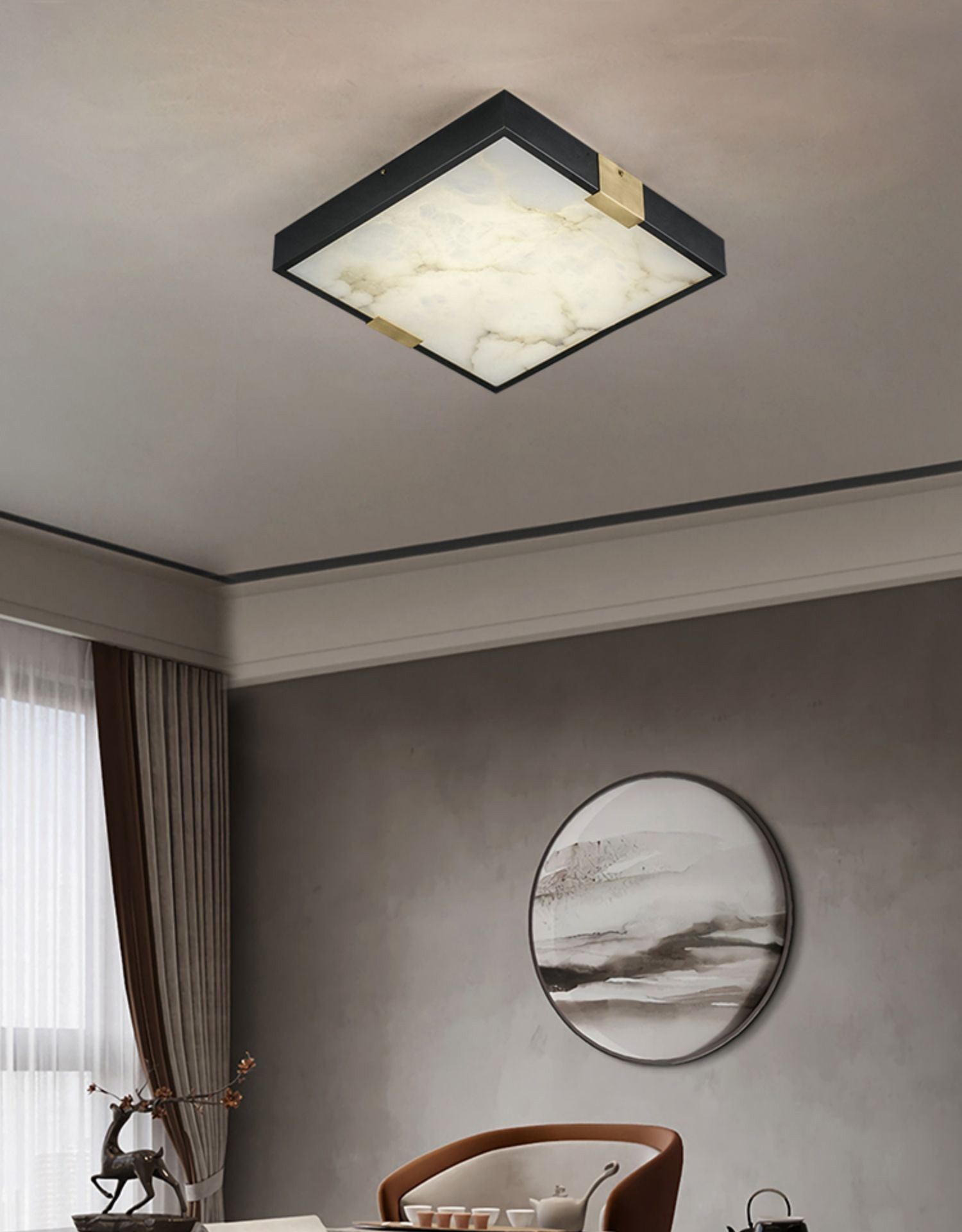 Uphaara Modern Minimalist Alabaster Ceiling Light - Lamp Copper