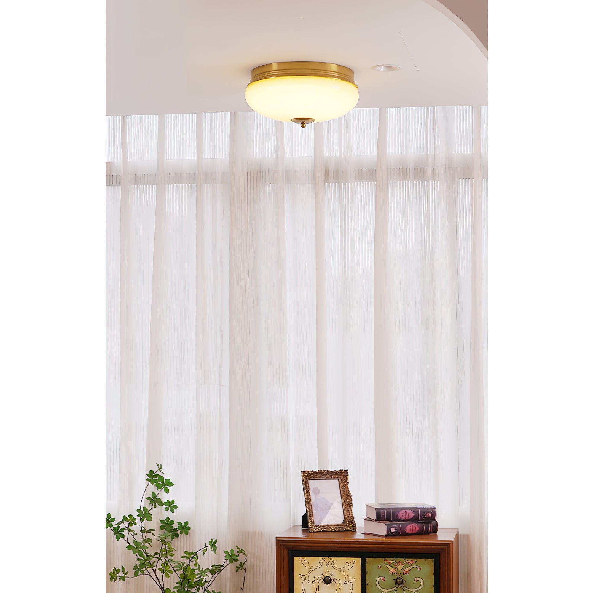 Vatalisra Modern Minimalist Round Metal Glass Ceiling Light - Lamp Copper