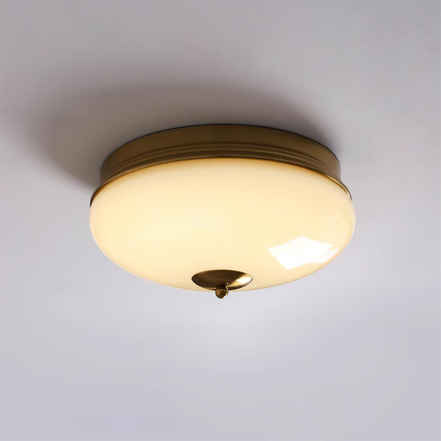 Ludo Ceiling Lamp Milky Glass Brass Accent Classic - Letslighting