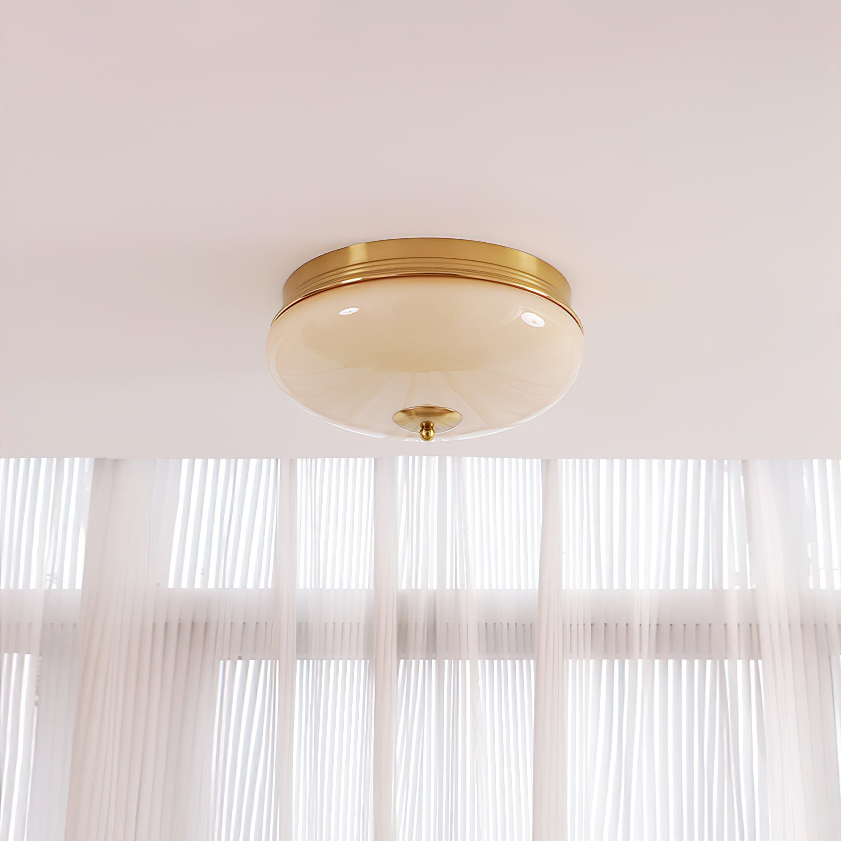 Vatalisra Modern Minimalist Round Metal Glass Ceiling Light - Lamp Copper