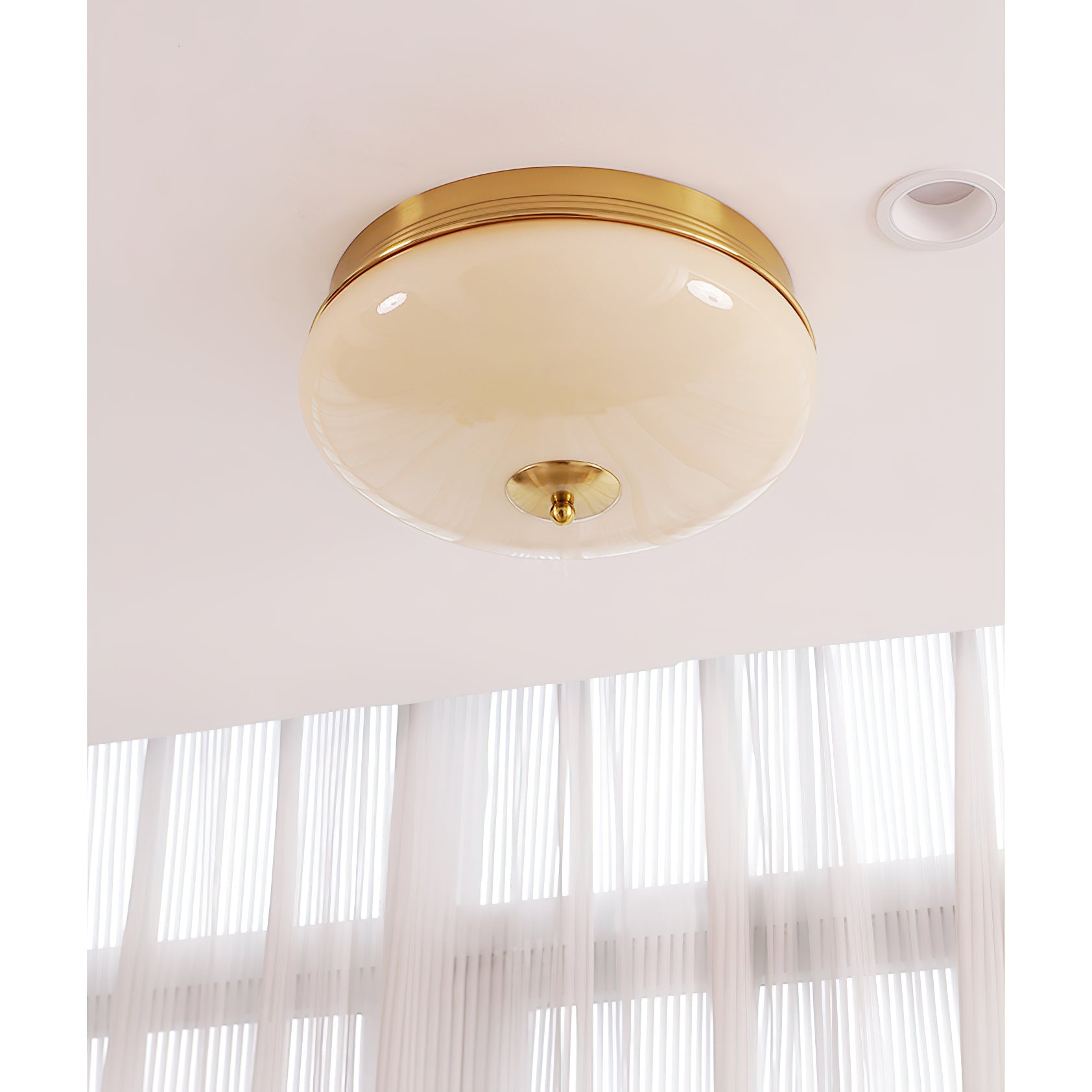 Vatalisra Modern Minimalist Round Metal Glass Ceiling Light - Lamp Copper