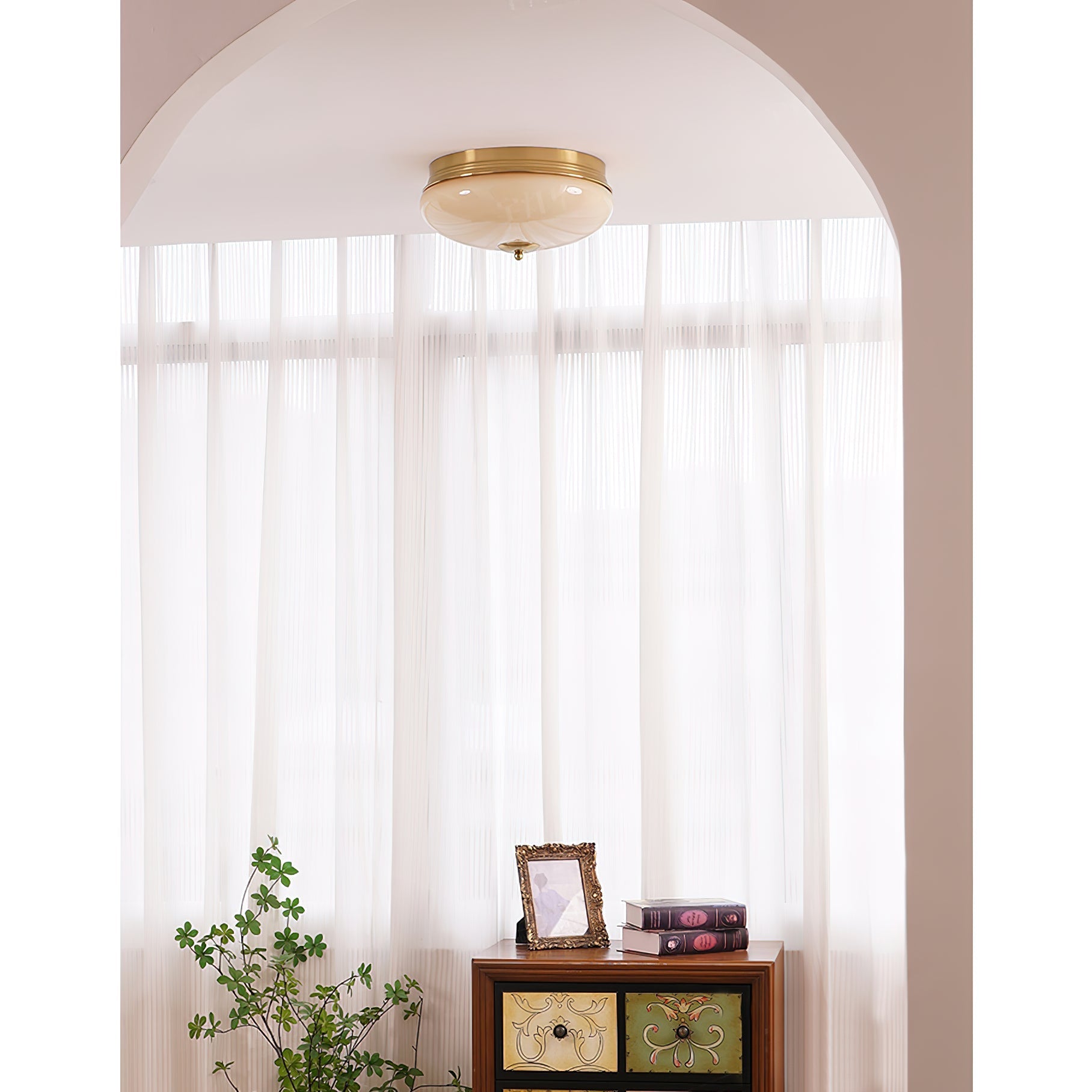 Vatalisra Modern Minimalist Round Metal Glass Ceiling Light - Lamp Copper