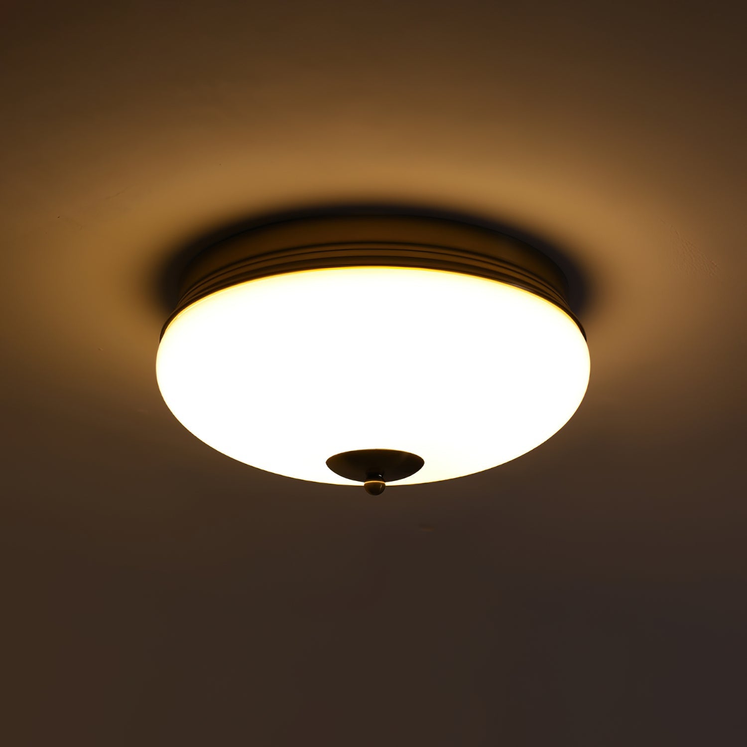 Ludo Ceiling Light Black Gold Milky Shade Round - Letslighting